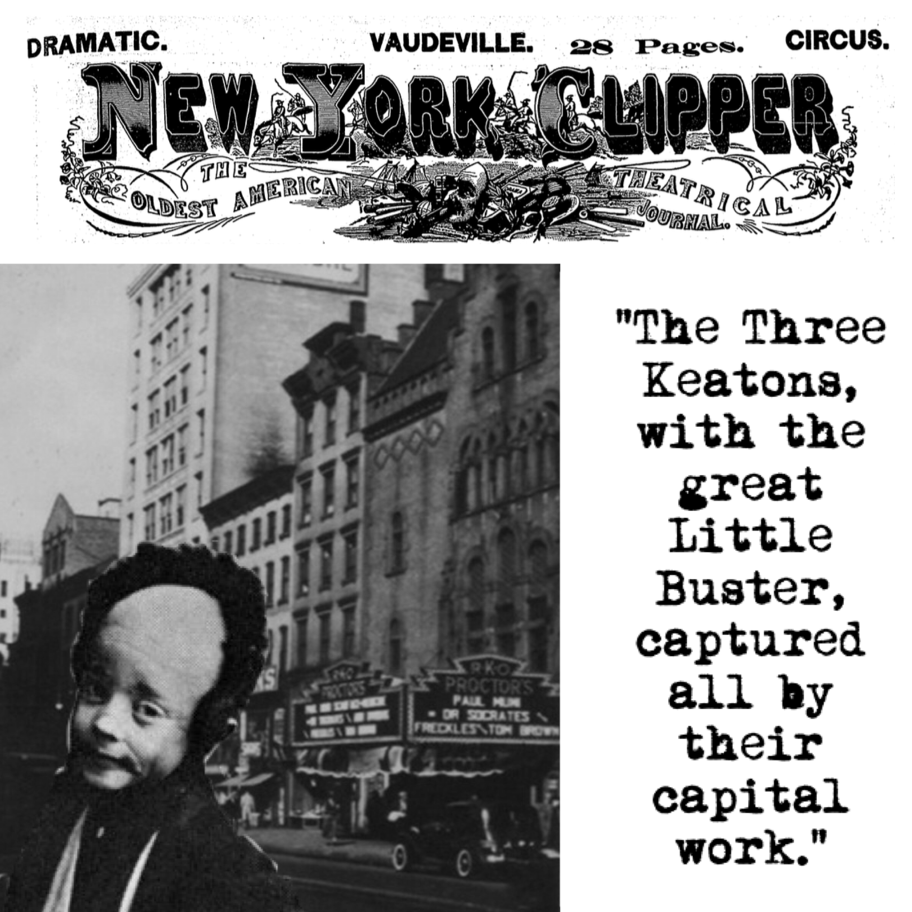 This Day In Buster…February 4th 1905… The Keatons perform at Proctor's