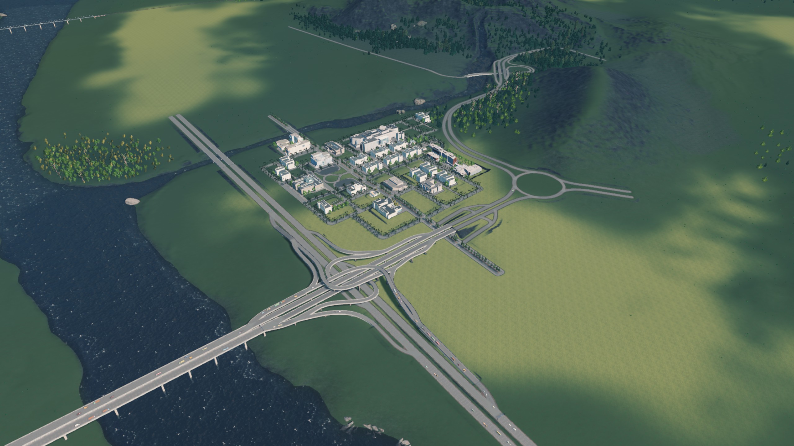 Future college town with my first custom Windmill interchange r