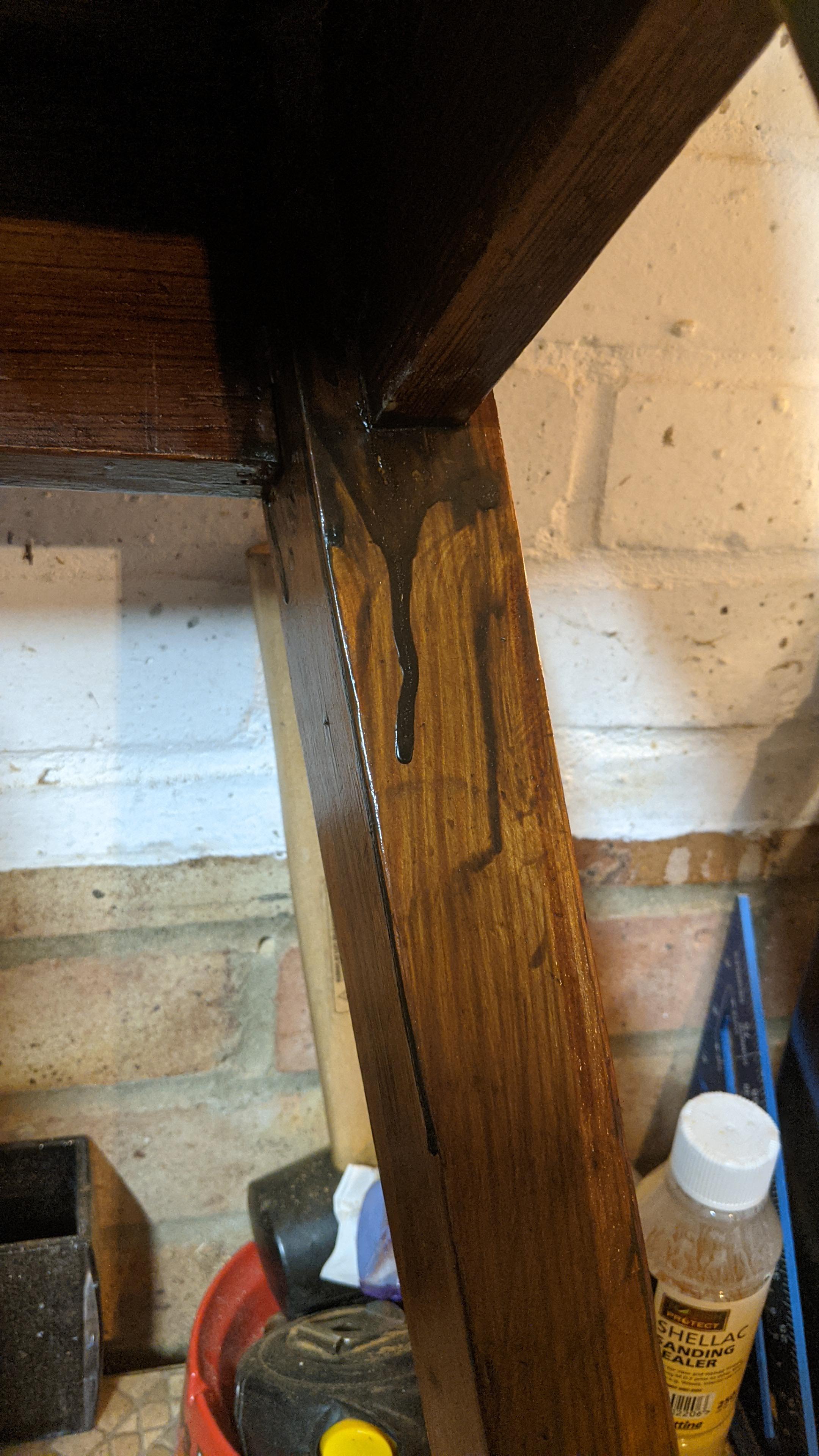 I to check if there was any excess wood stain and have been left