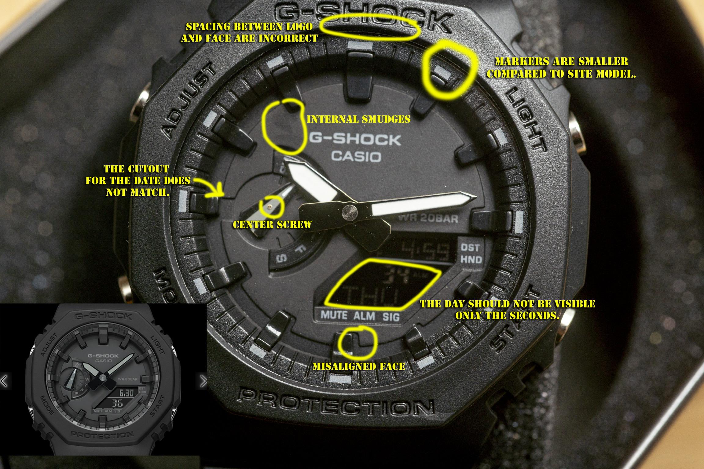 Spotting a fake Casioak. (GA21001A1) r/gshock