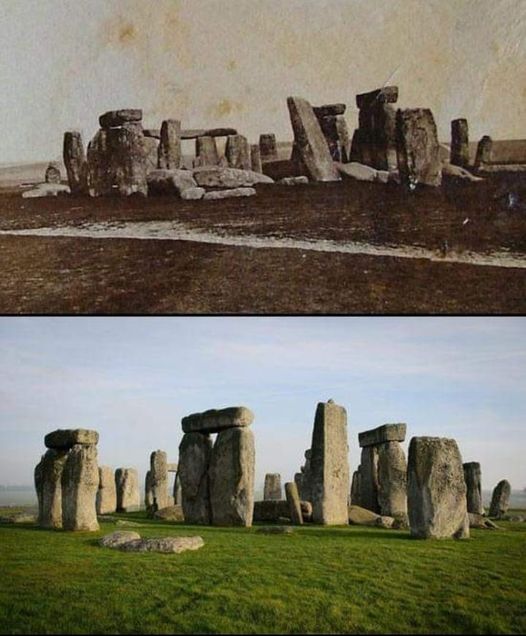 Stonehenge before and after the 1901 rebuild r/Damnthatsinteresting