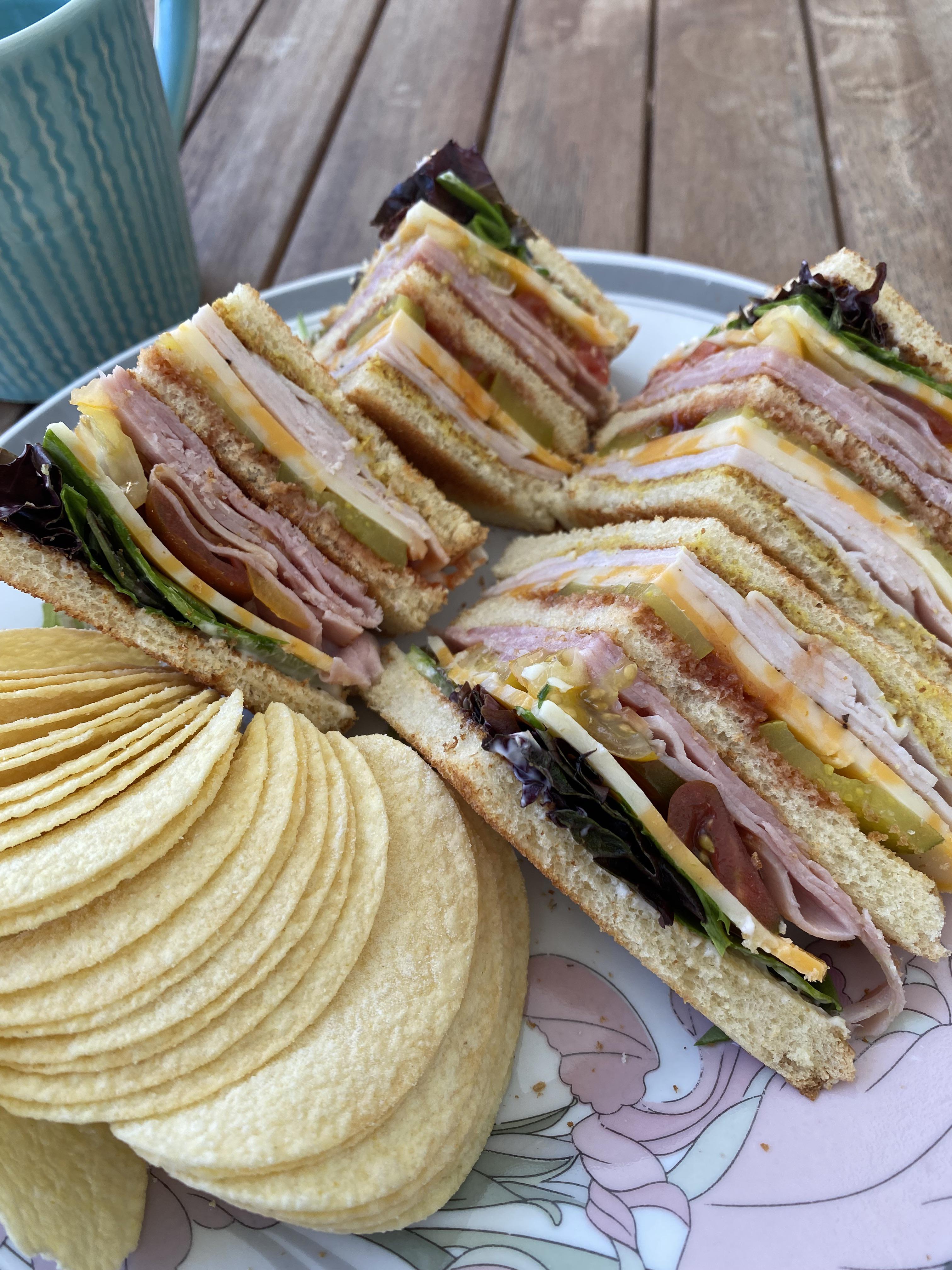 A nice double decker club sandwich I made. r/FoodPorn