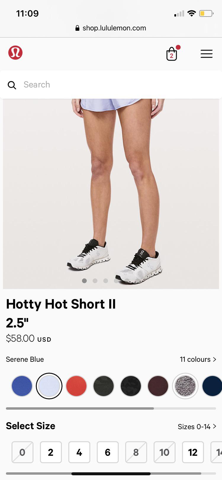 Hotty Hot Short 2.5” Serene Blue Restock in sizes 2,4,6 r/lululemon