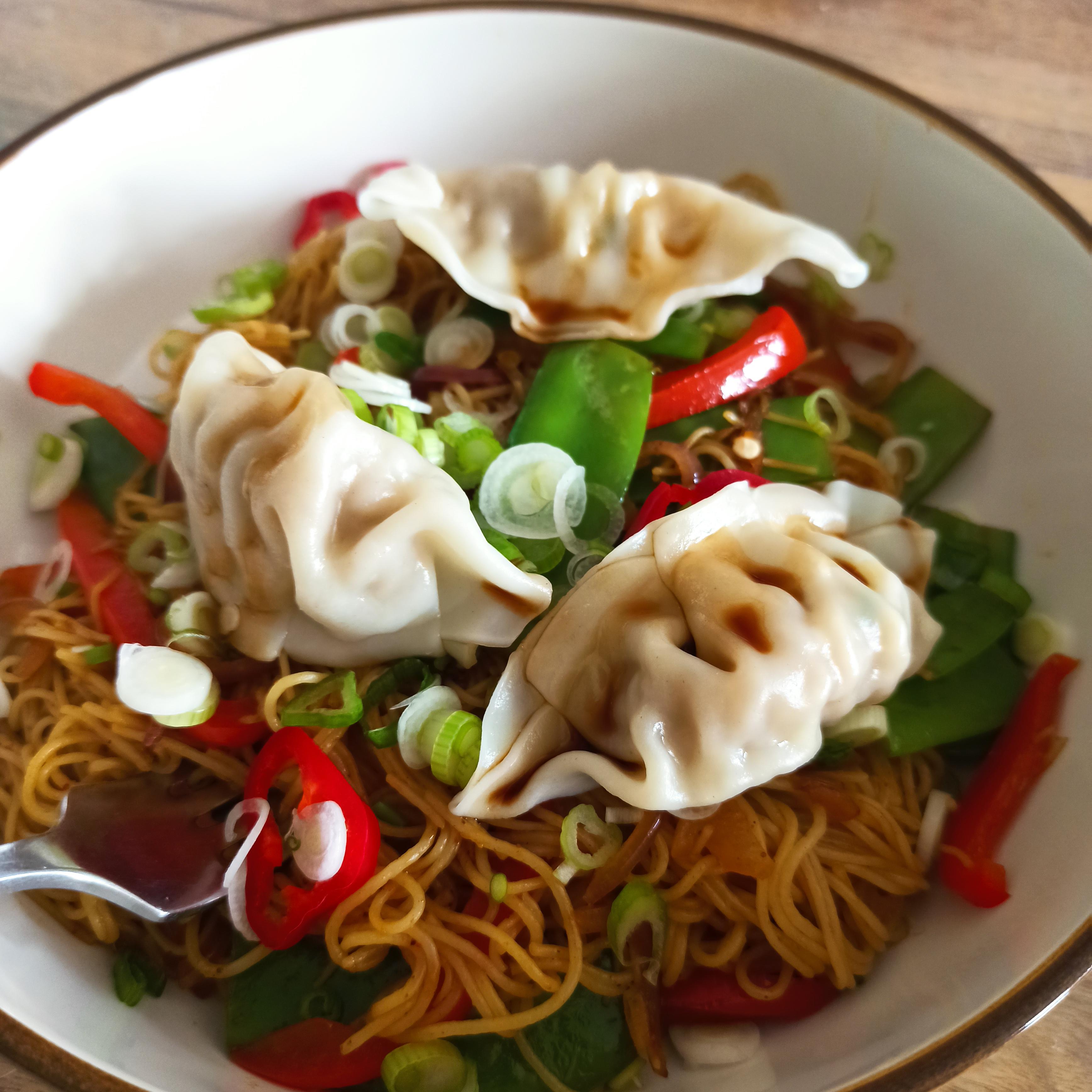 [I ate] vermicelli noodles with pork gyoza dumplings r/food
