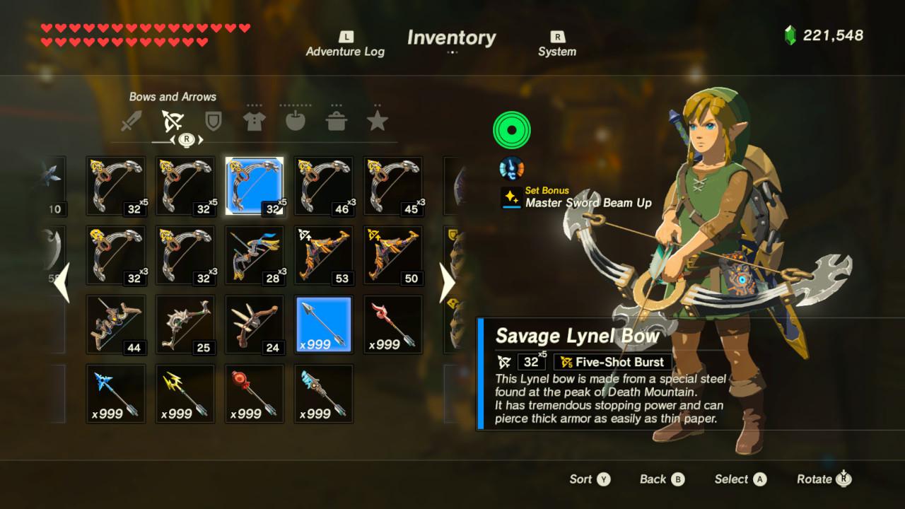 Finally reached my goal of 999 of every arrow type! r/Breath_of_the_Wild