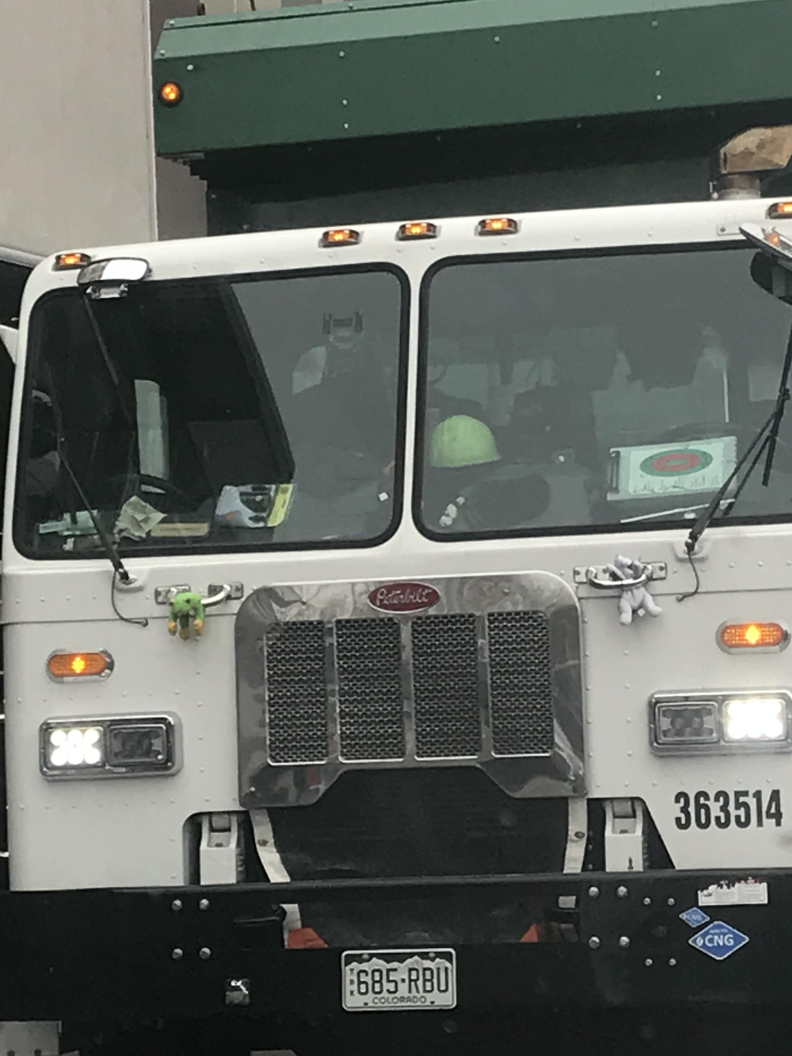 This garbage truck in Denver has some extra passengers r/Denver