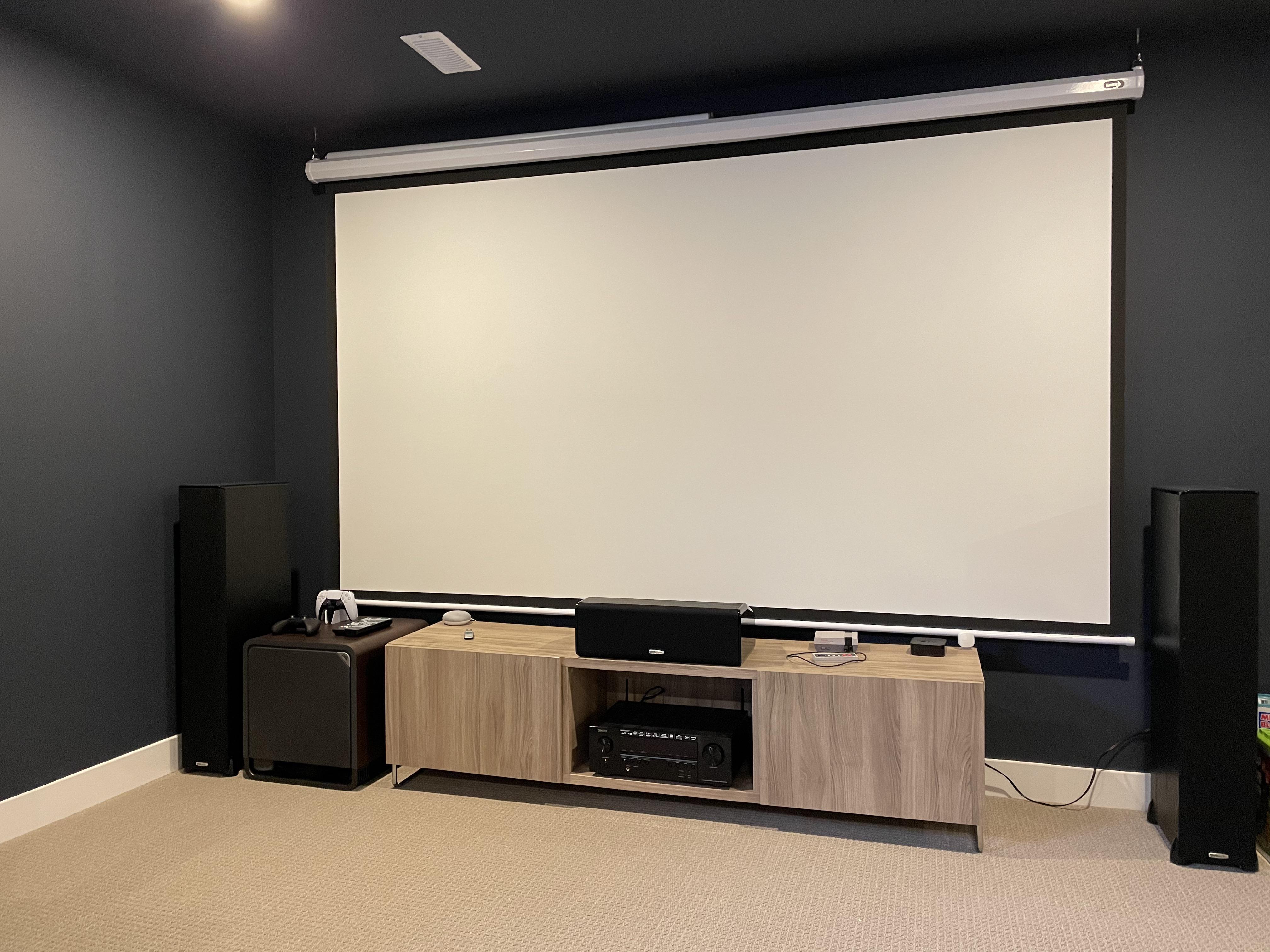 Finally painted the theatre room, walls and ceiling. Wow. What a