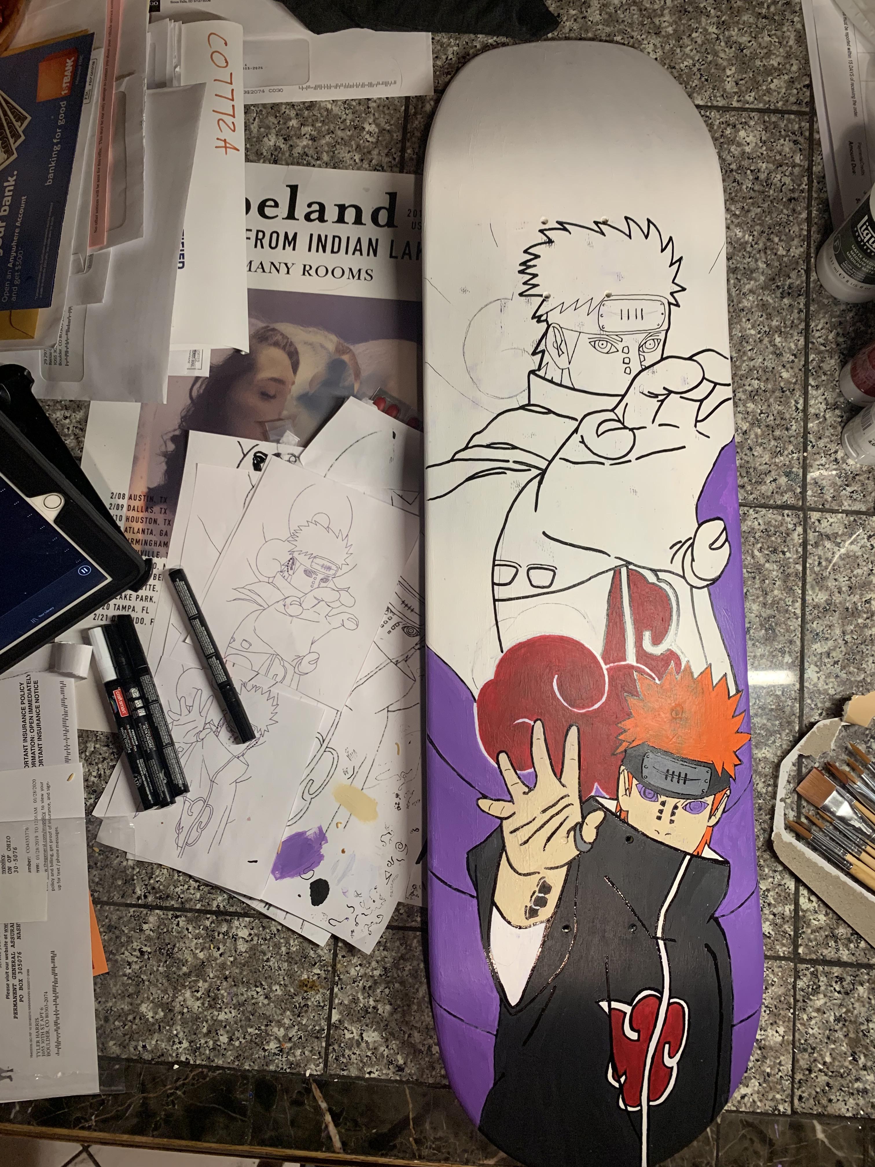 Pain Deva Path push/pull skateboard deck WIP r/Naruto