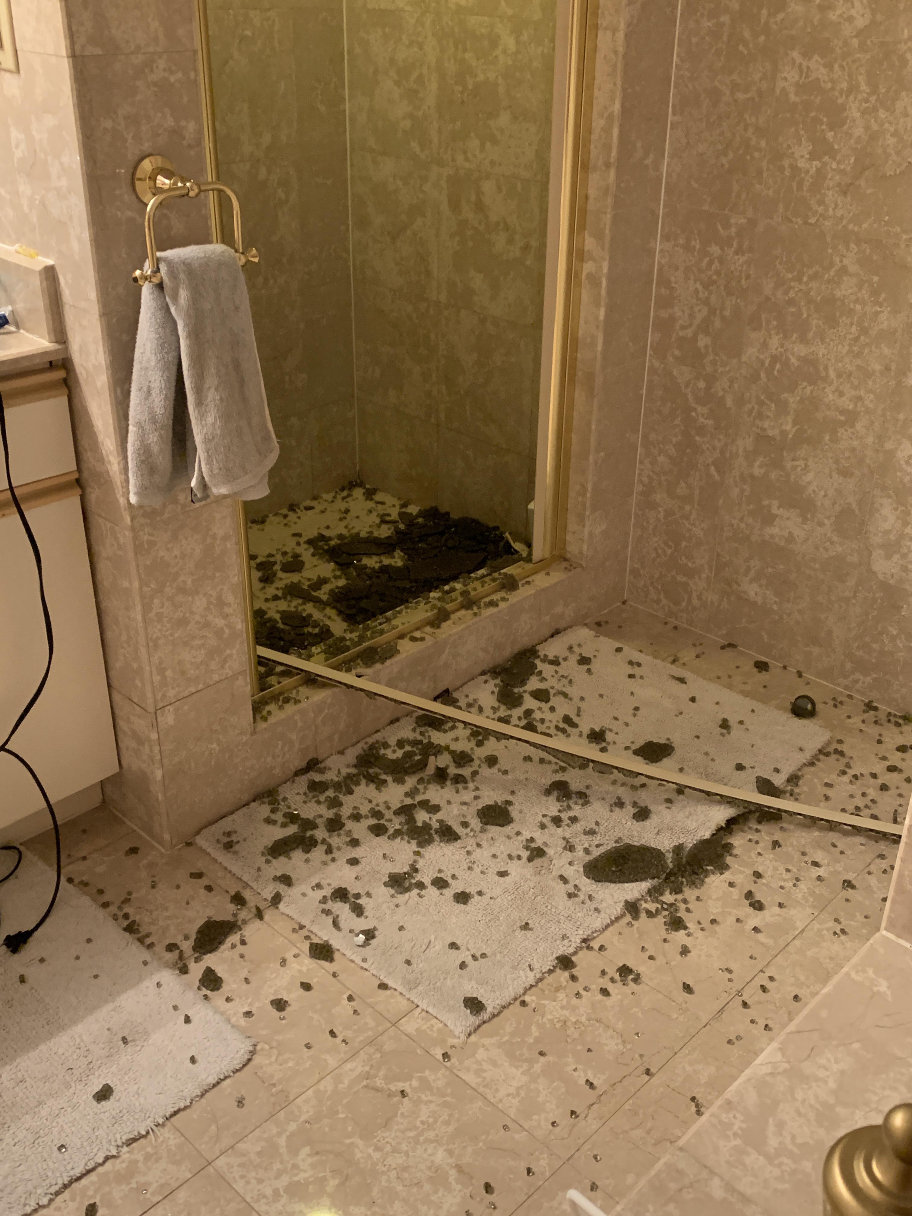 Long day at work and was getting out of my shower when the glass door