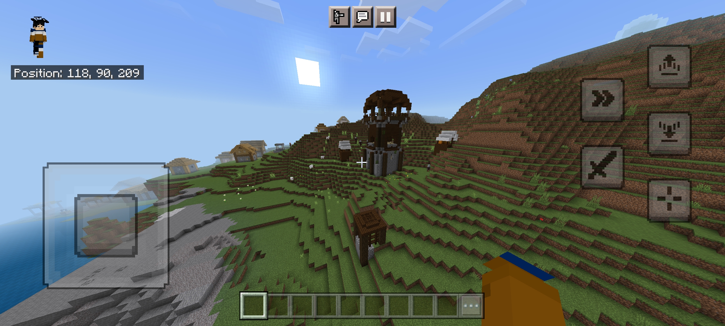 near spawn pillager outpost with village in the side. it has 2 trims