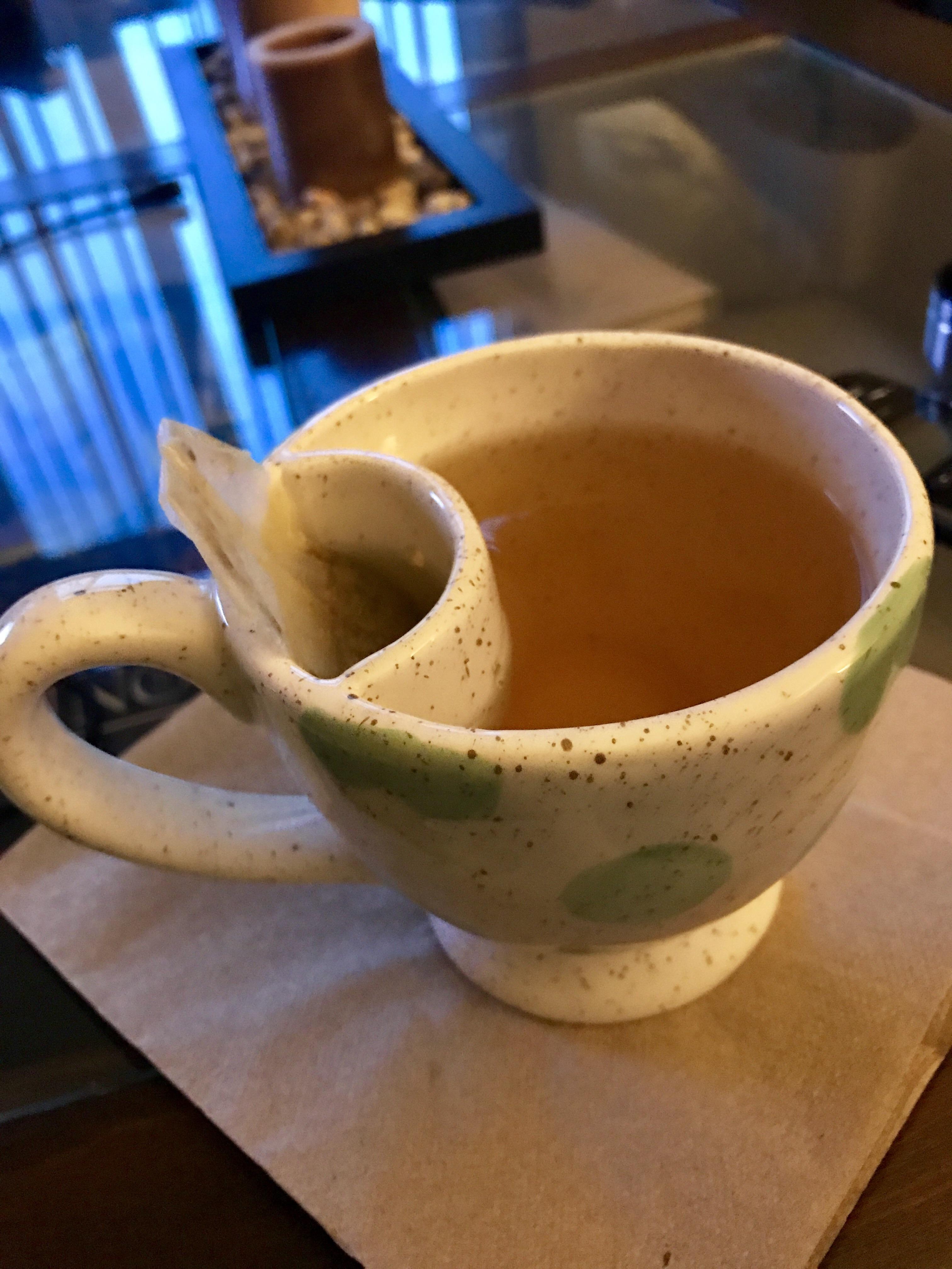 My mug has a tea bag compartment.