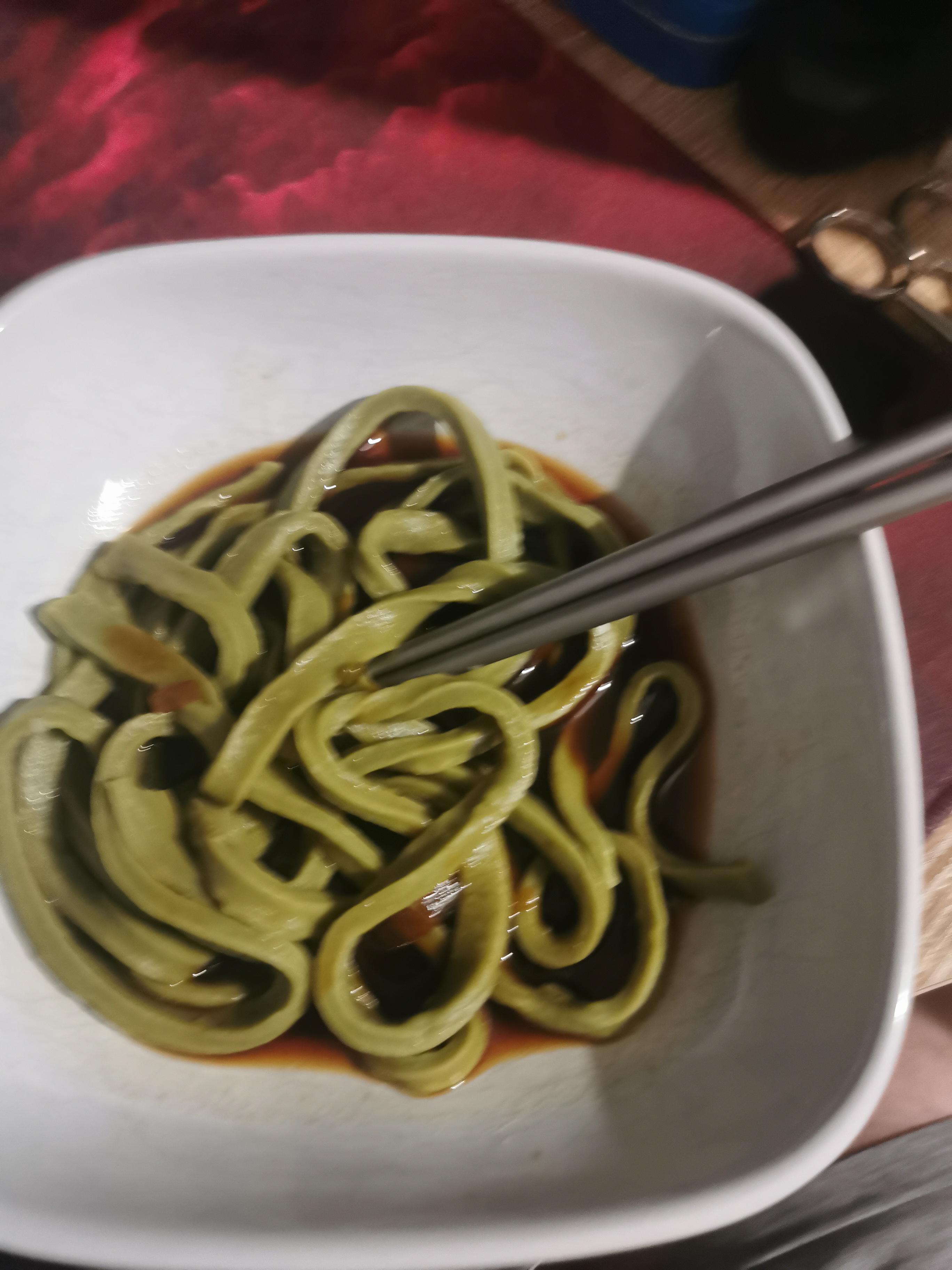 I made some green tea noodles r/tea