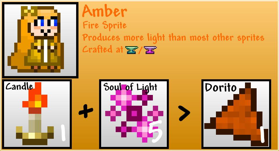 The first of at least 5 Fire Sprite light pets for Fusion Mod, Amber