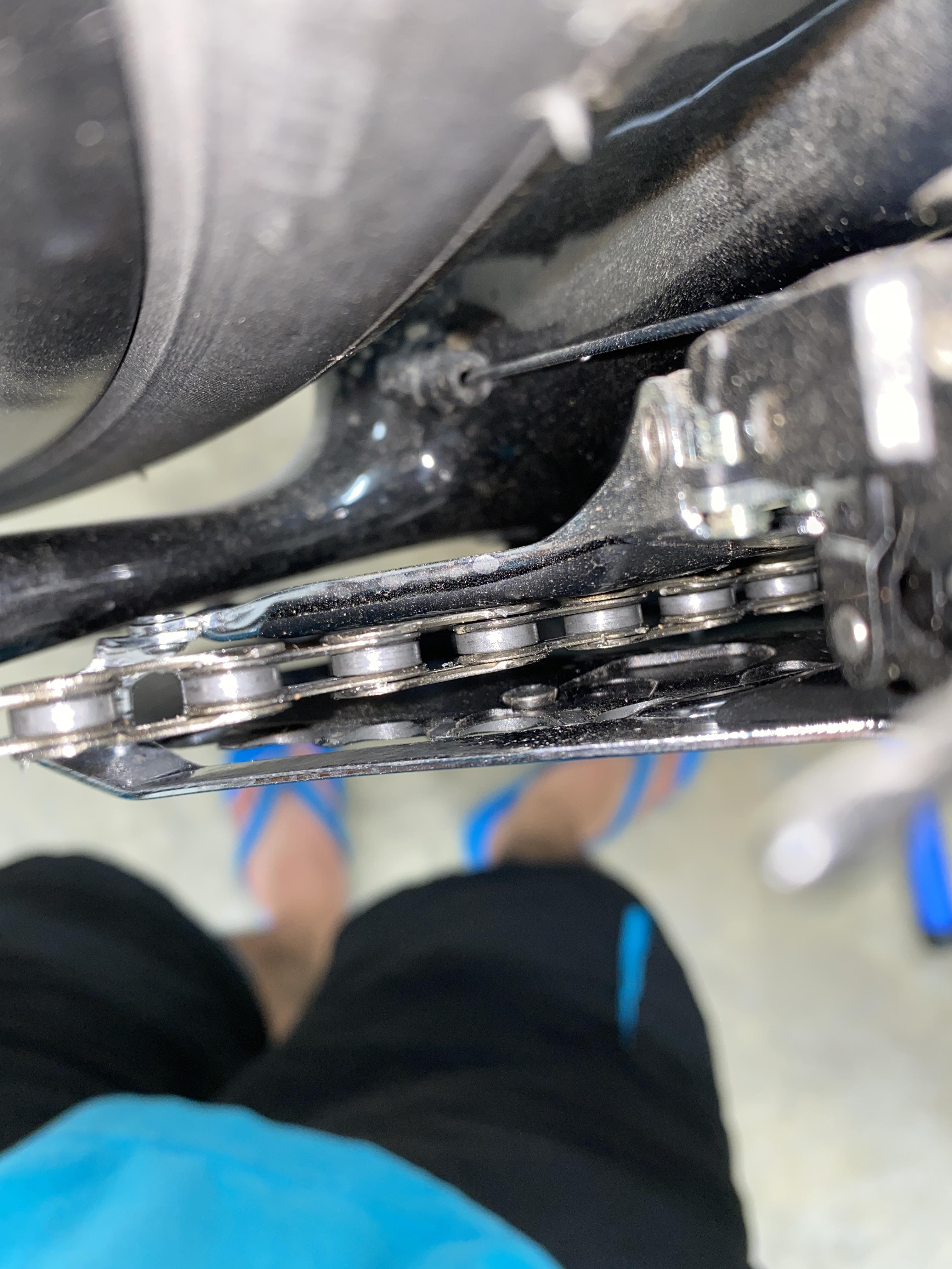 Chain rubbing on front derailleur bikewrench