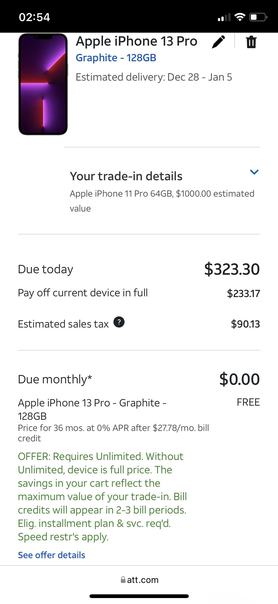 Apple iPhone 13 Pro Trade in. If I trade in the iPhone 11 Pro is the
