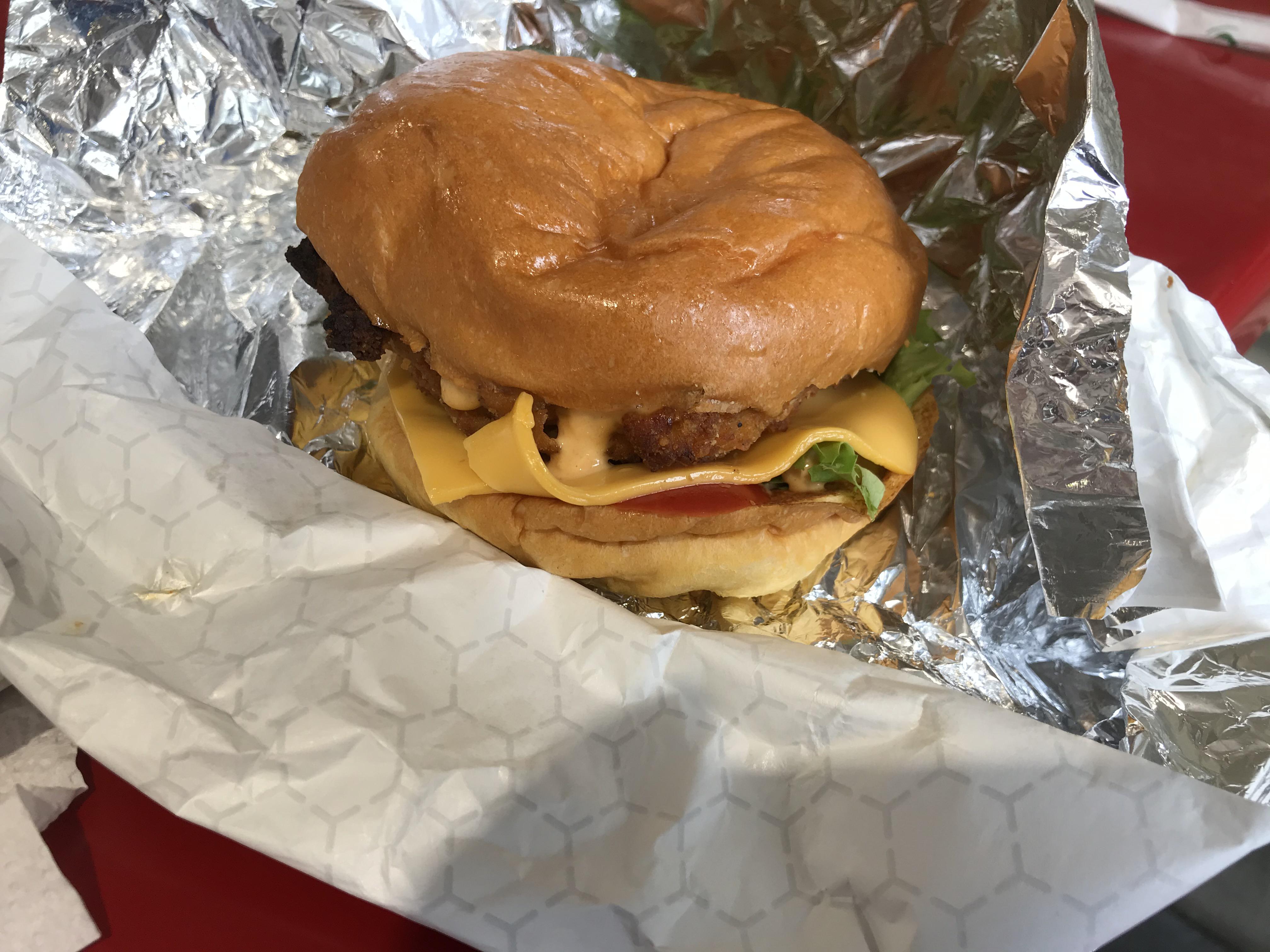 Costco fried chicken burger my first time r/burgers
