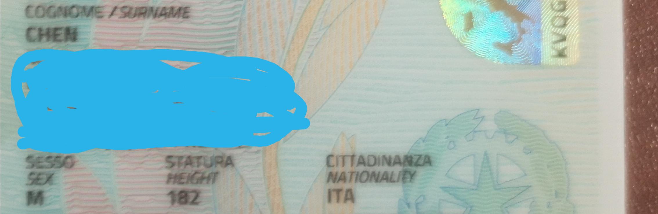 Sono cinese e di recente ho ottenuto la cittadinanza