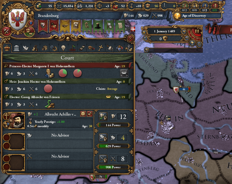 Strong Female Heir inherits at 16. How long does she and her son reign