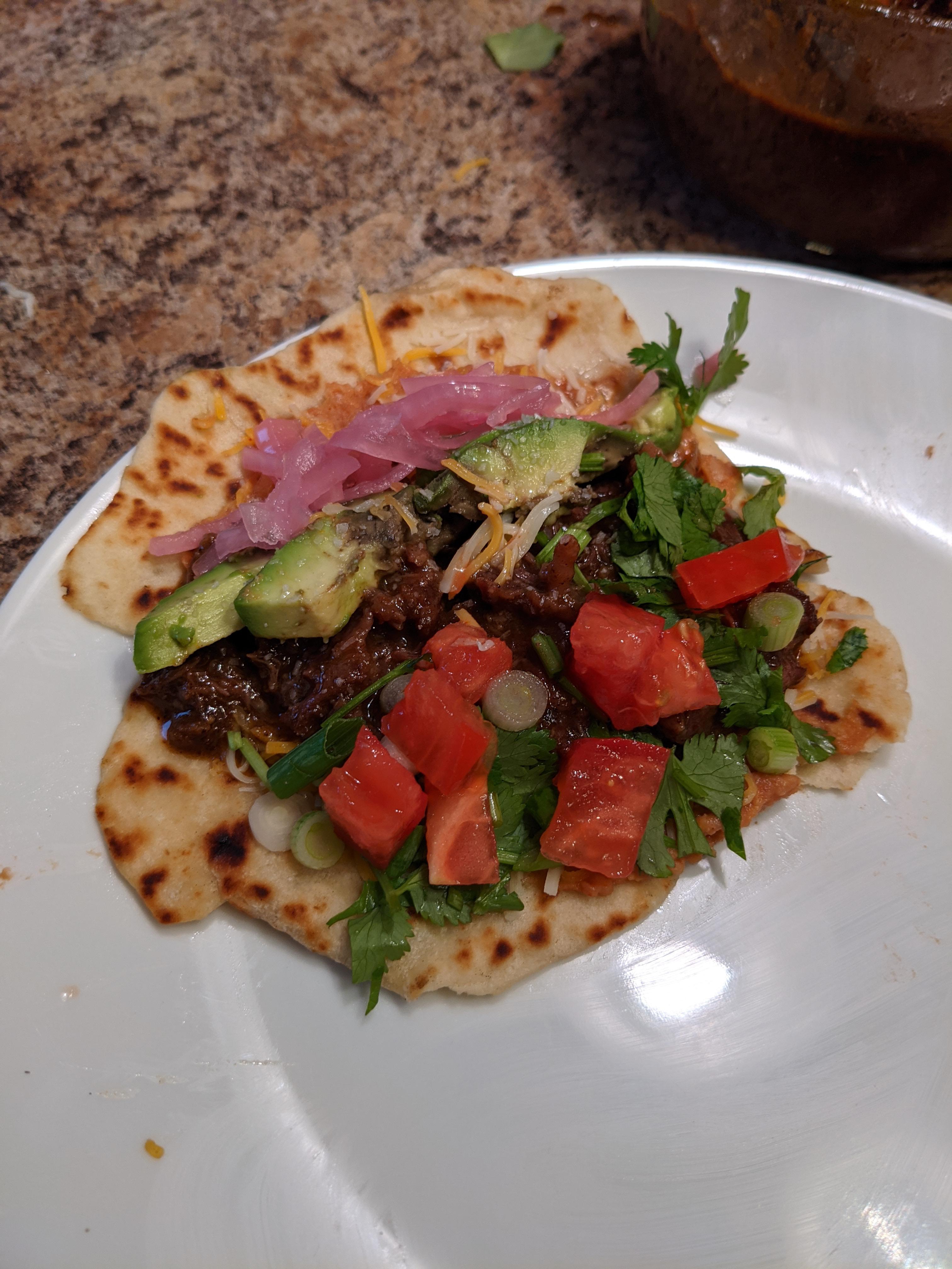 Oxtail tacos with homemade tortillas r/tacos