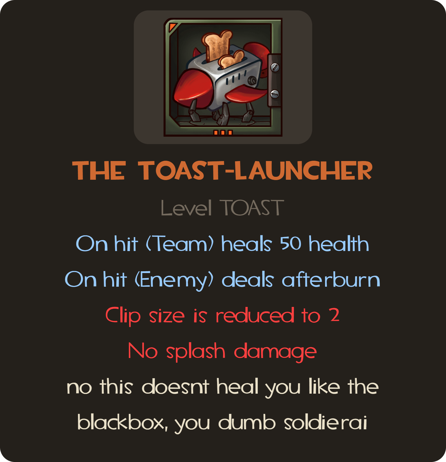 weapon concept The Toast Launcher (Soldier Primary) r/tf2