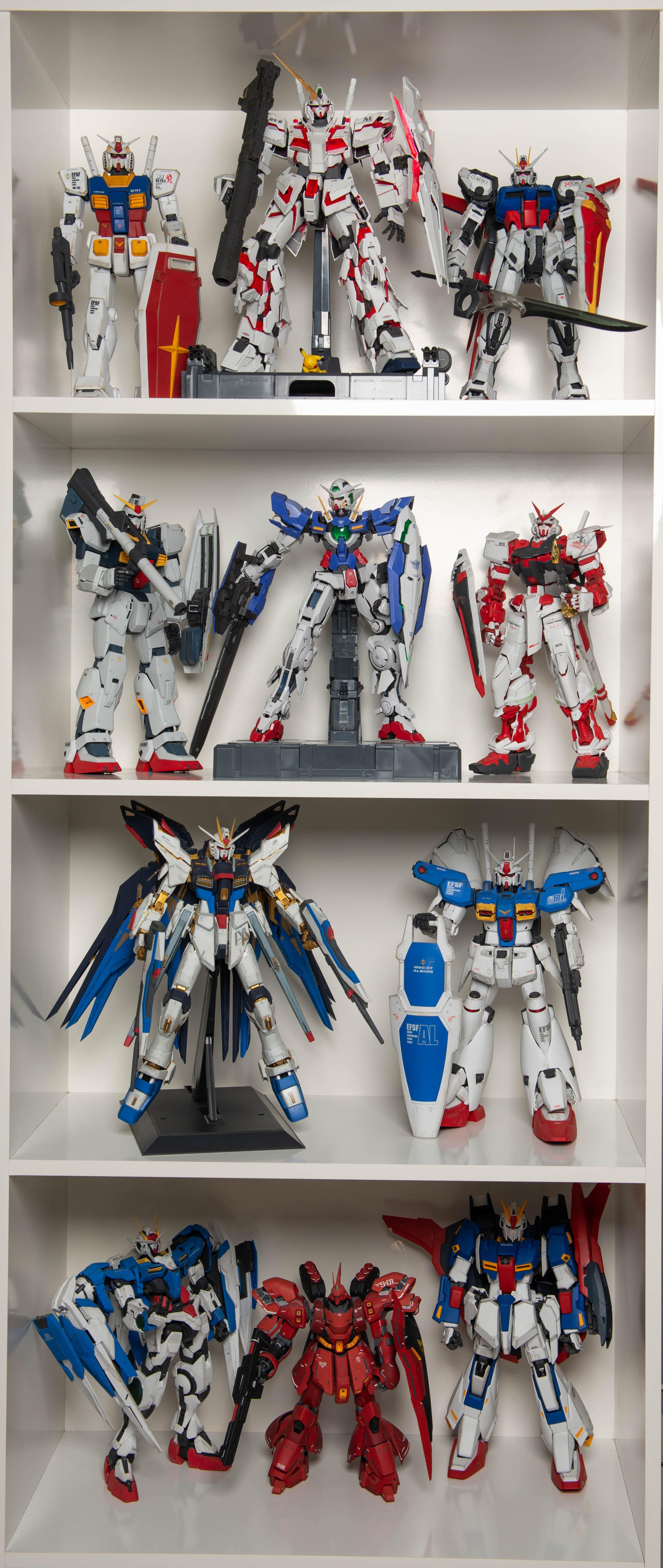 My current Perfect Grade Gundam collection Gunpla