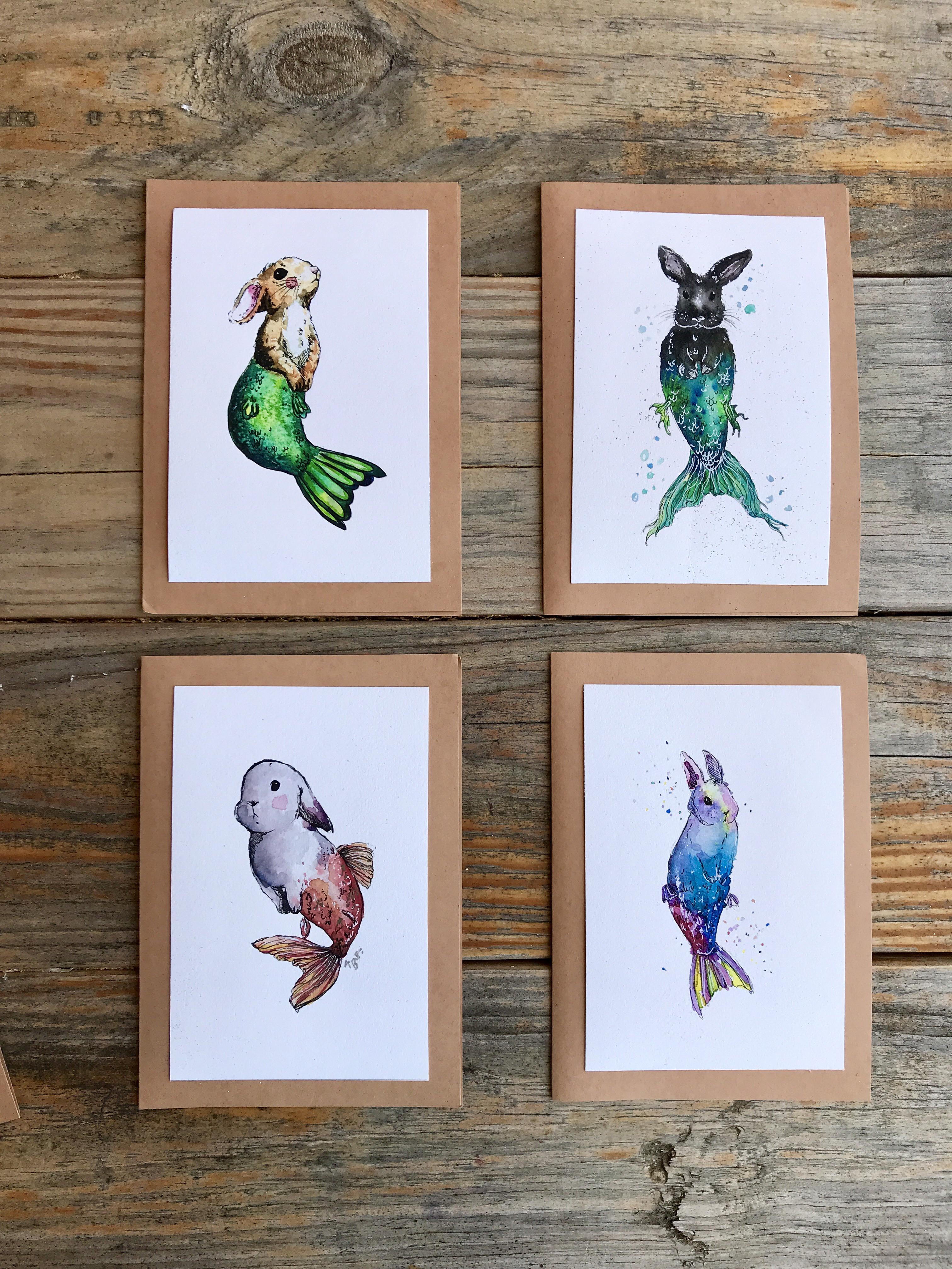 [Artist Store] Greeting Cards of my Merbunny designs artstore