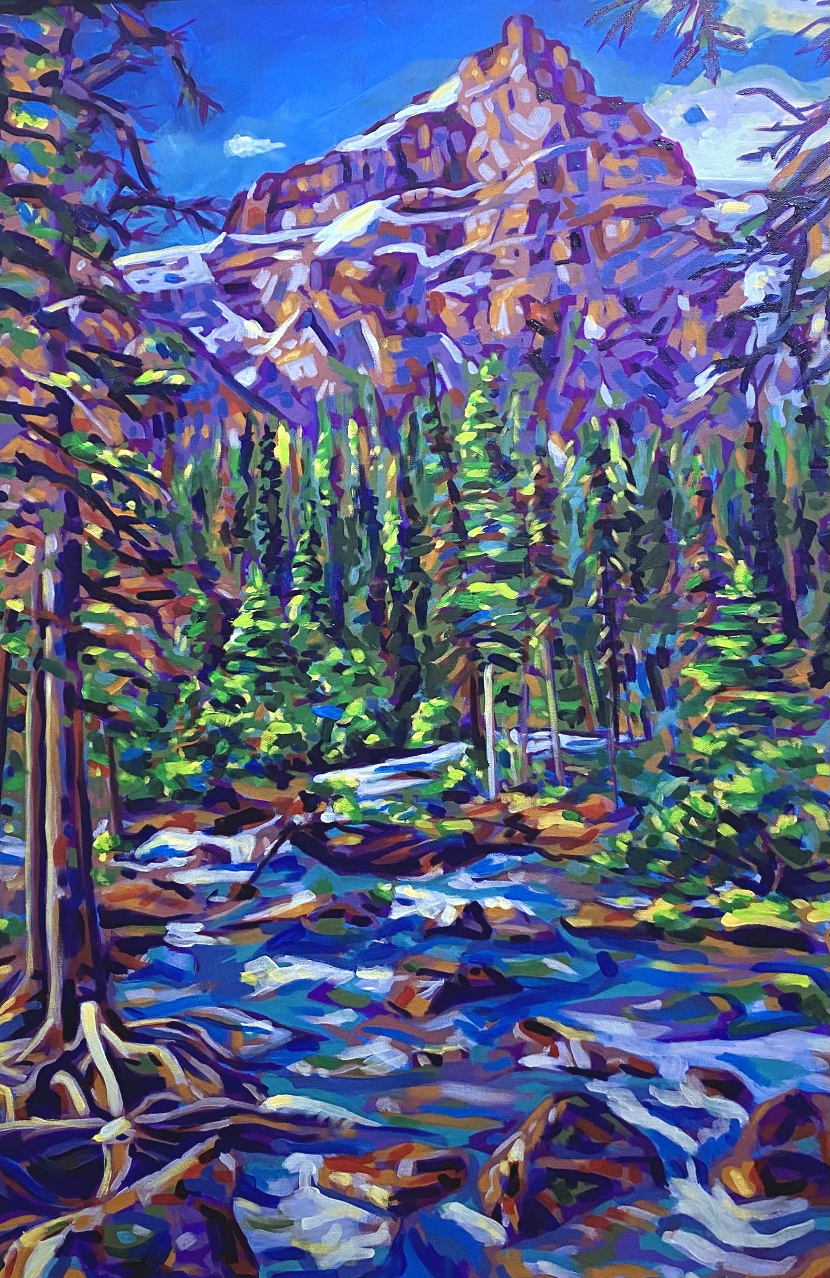 Painted a big 2X3 foot piece of Mount Temple for my mountain loving