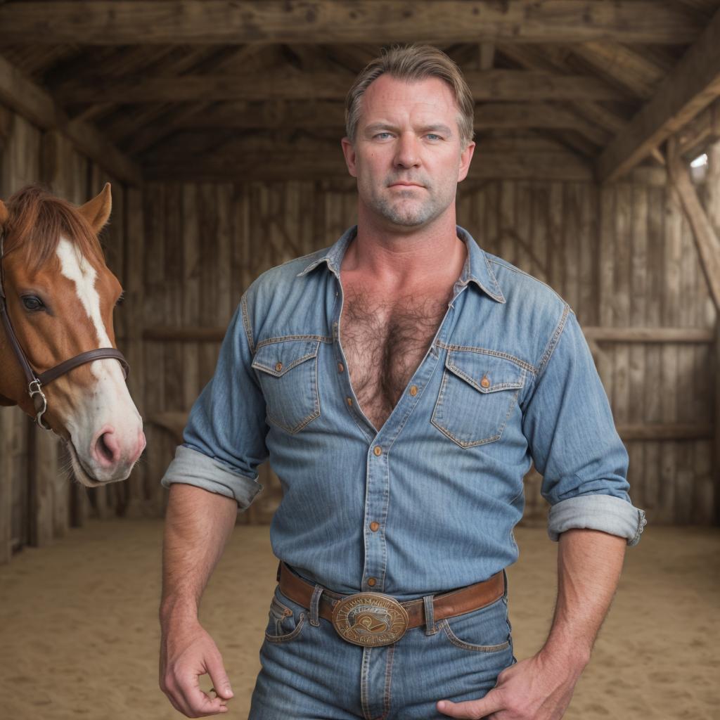Farm Hand Cowboy Kevin Sexy Hairychest Gay DILF : HairybearMuscleDaddy