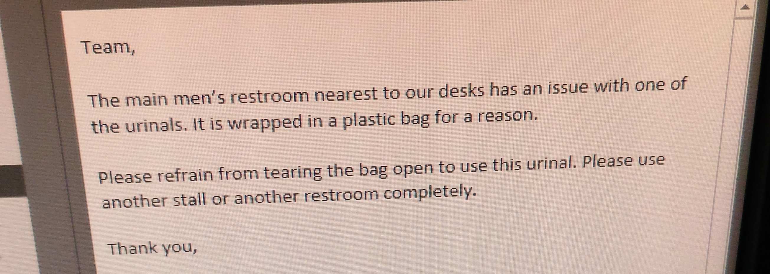 Actual email at NMCI helpdesk. Thankfully these people are doing the