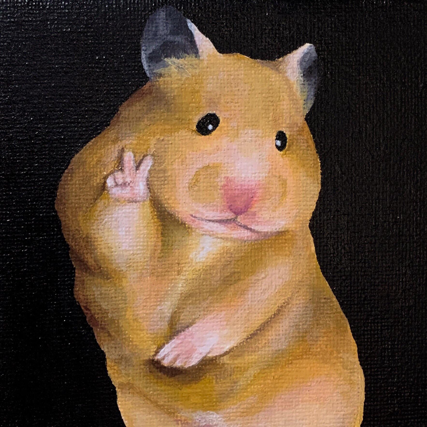 Peace Sign Hamster, Me, Acrylic, 2020 r/Art