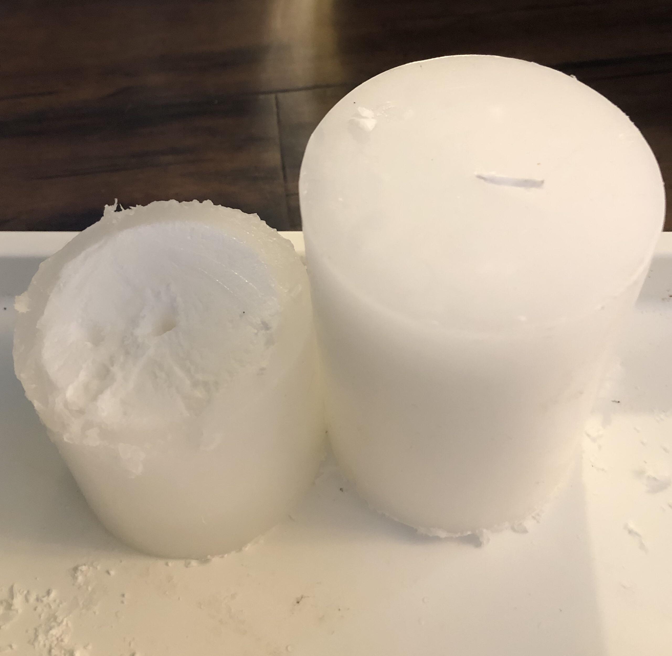 Bought an “unscented” candle to use the wax for a project. Outside is