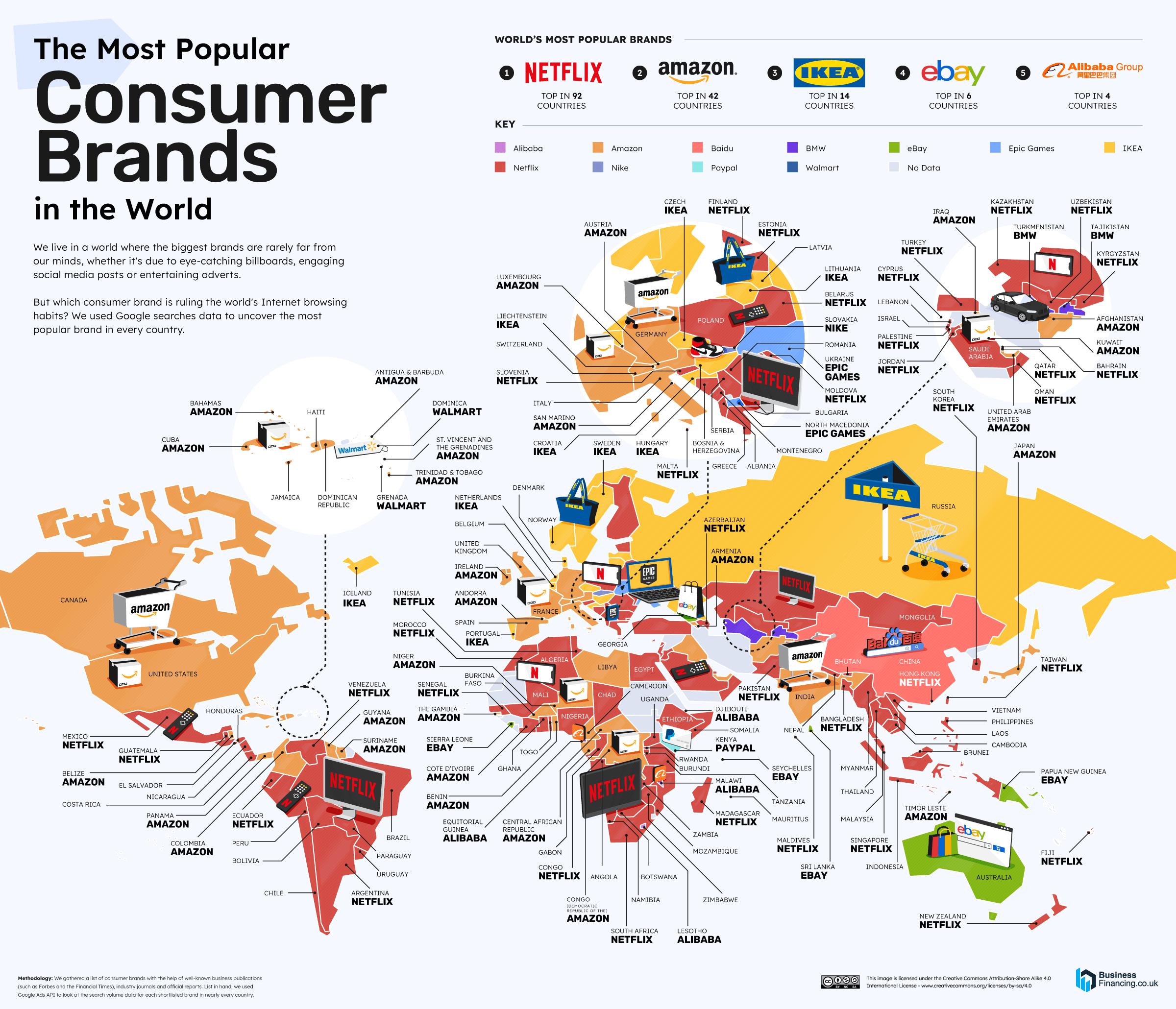 Most popular consumer brands r/MapPorn