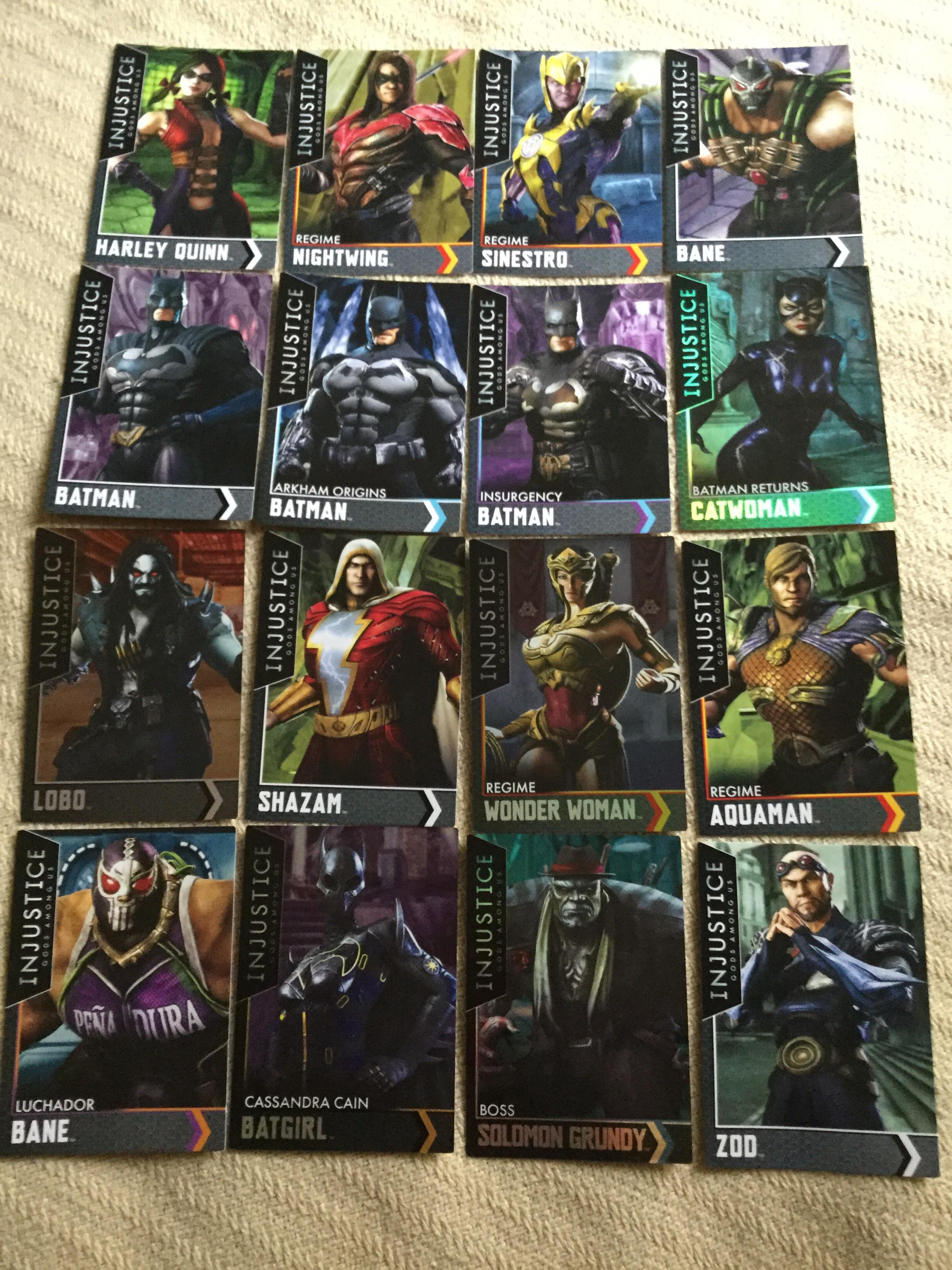 Here’s my Injustice arcade card collection from my last trip to Dave