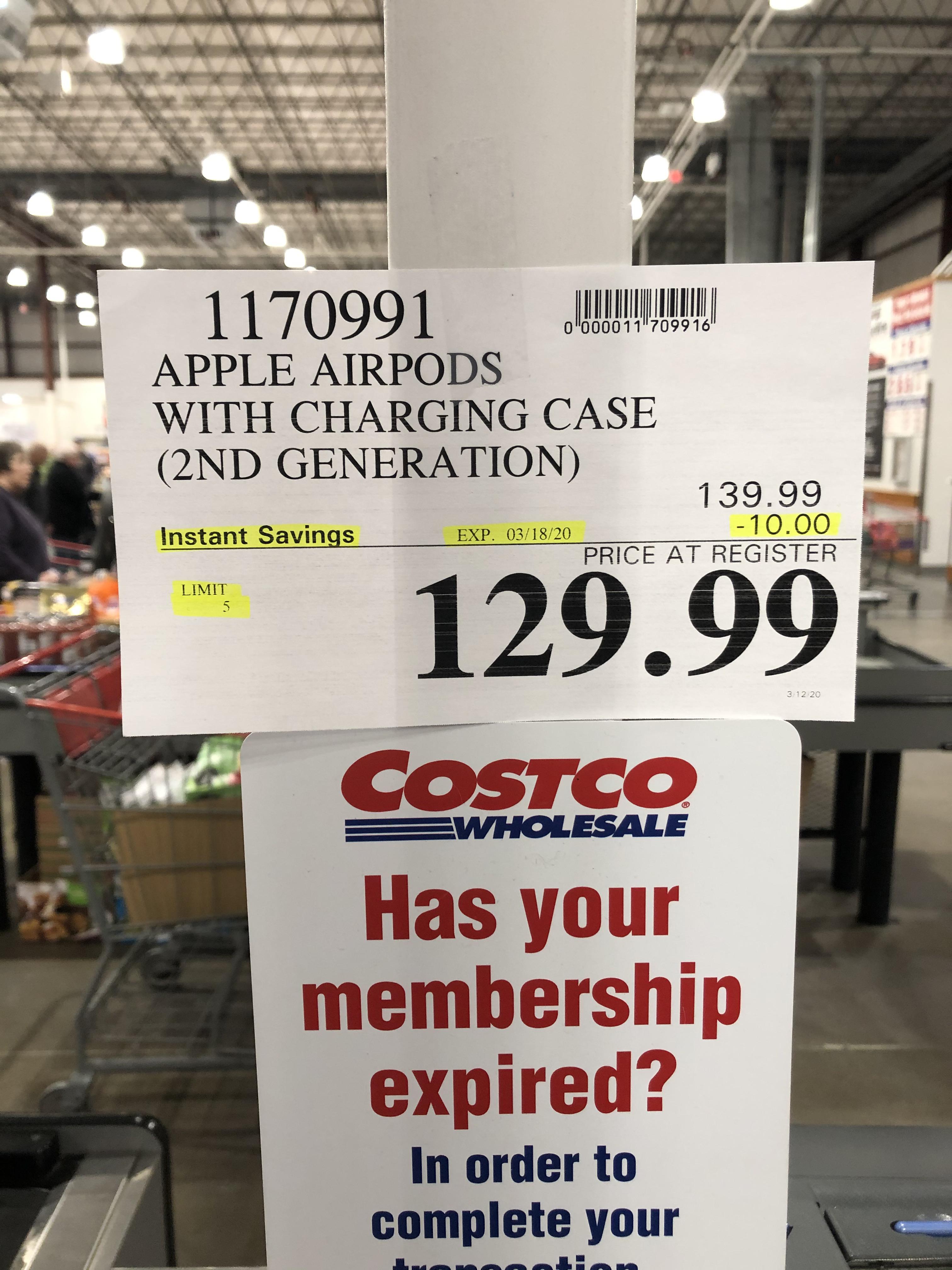 Costco selling AirPods Gen 2 for 130 r/airpods