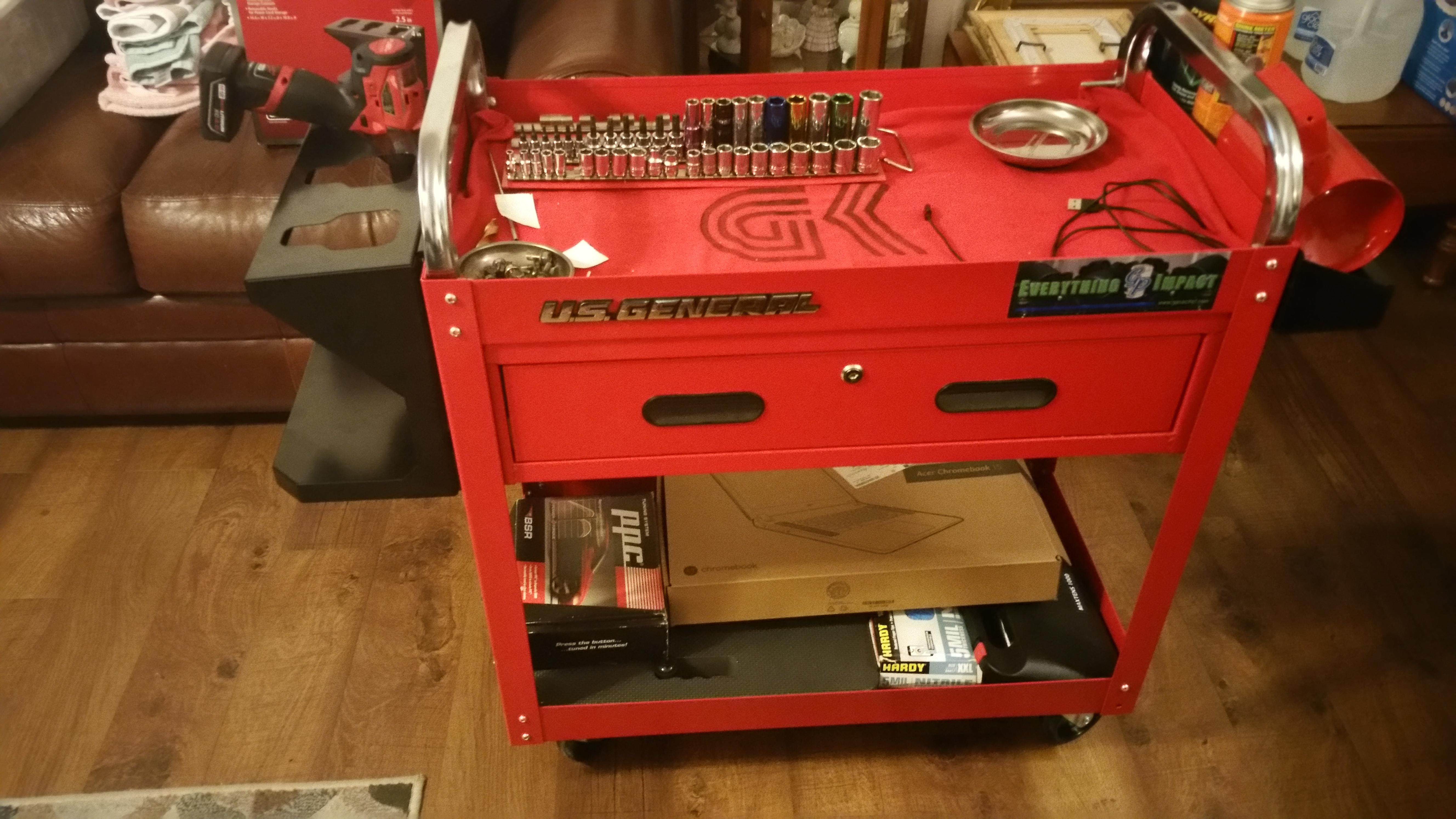 Added a husky impact gun holster to my service cart r/harborfreight