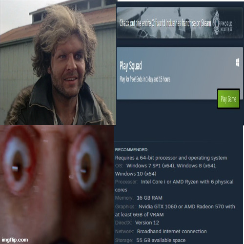 A custom Mad Max meme to explain my poverty gaming