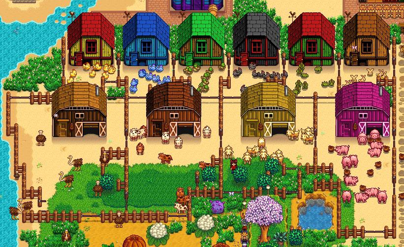 I love color coding my coops and barns 🧡💛💚💙💜🤎🖤 r/StardewValley