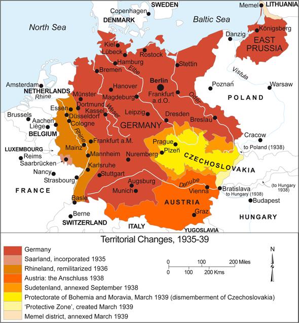 German territorial expansion in the 1930s. Imagine how things would be