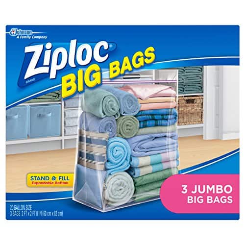 [Amazon] 3Count 20Gallon Ziploc Clothes & Blanket Storage Big Bags (Jumbo) 4.20 w/ S&S + Free