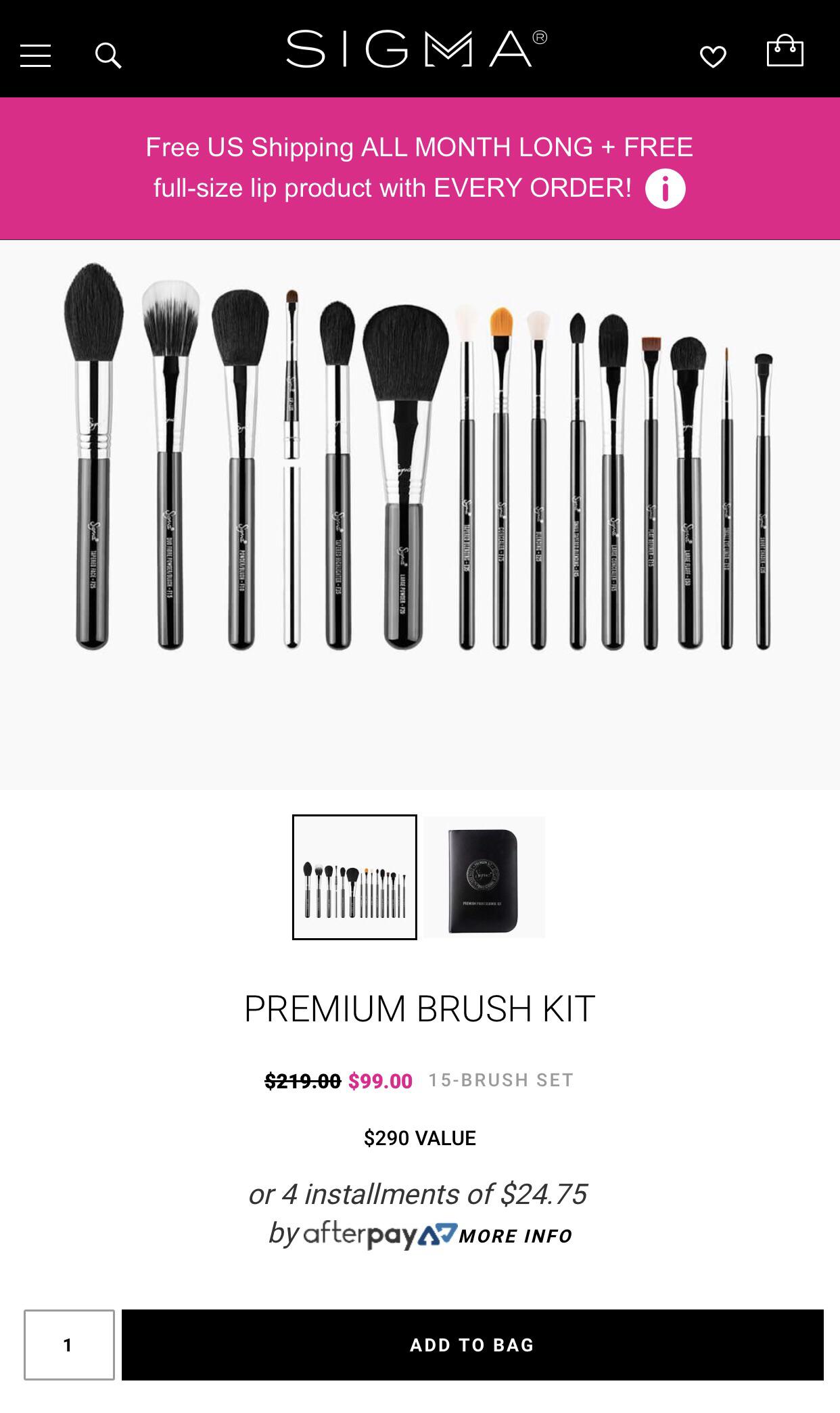 Sigma premium brush set for 99.00 r/MUAontheCheap