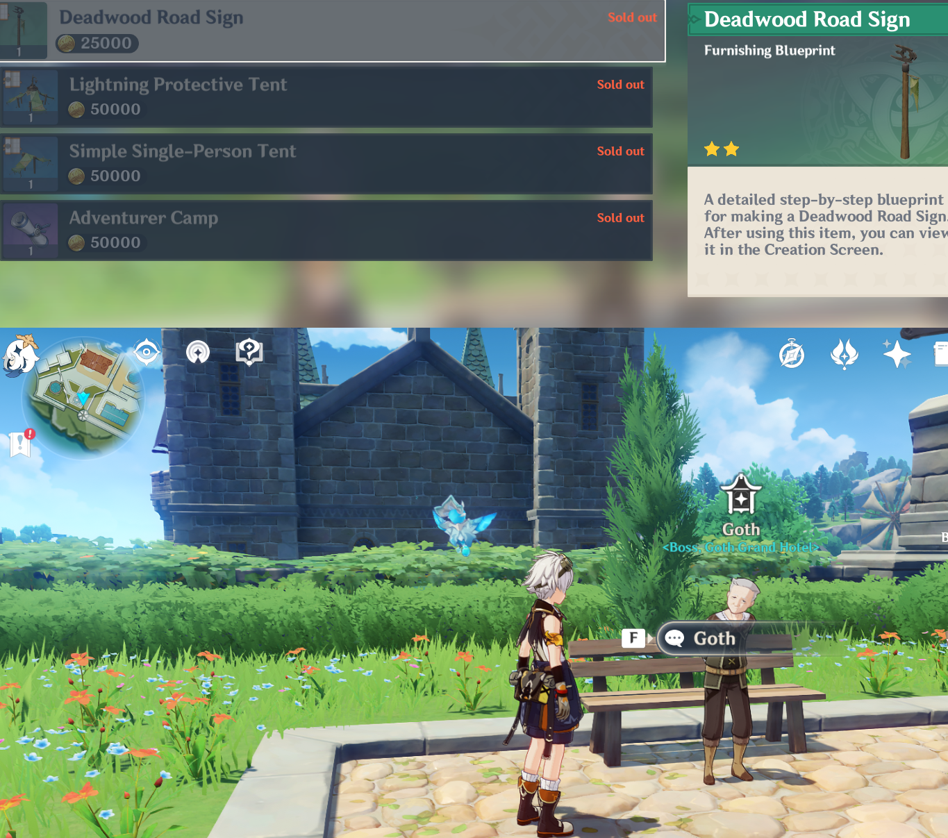 PSA NPC named Goth is selling Furniture for Mora in Mondstadt r