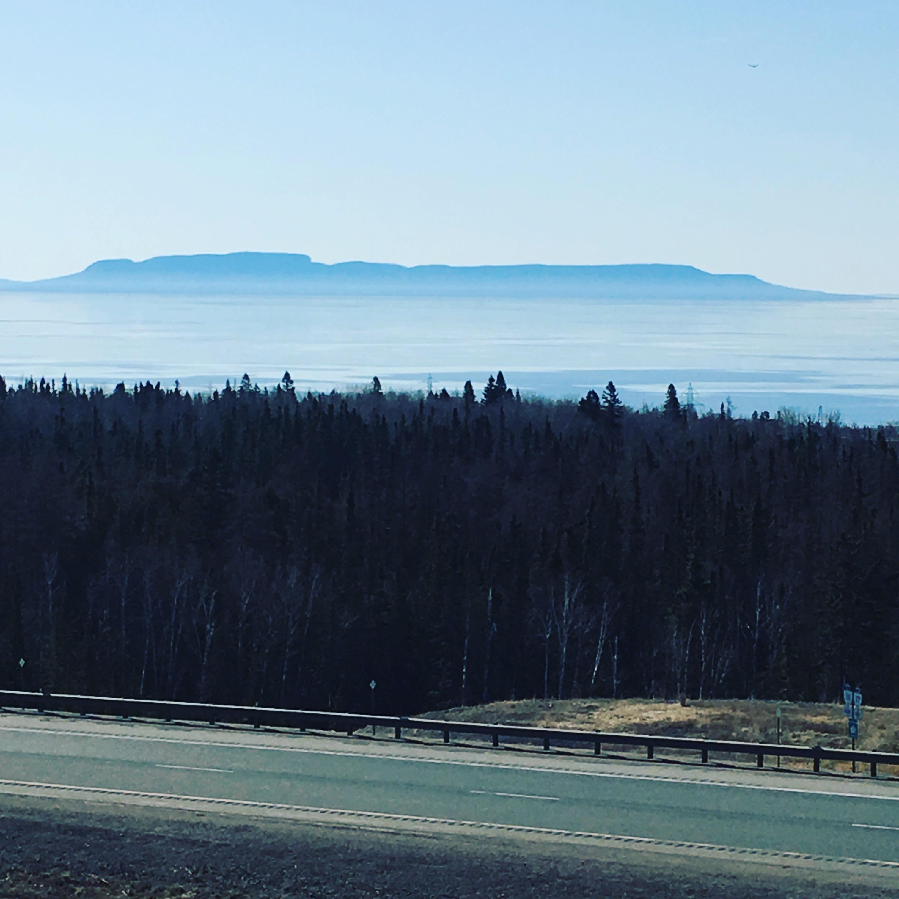 Sleeping Giant in the morning mist on Lake Superior. Thunder Bay