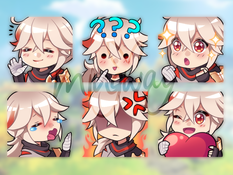 I did some Kazuha emotes for practice, thought I'd share them here too