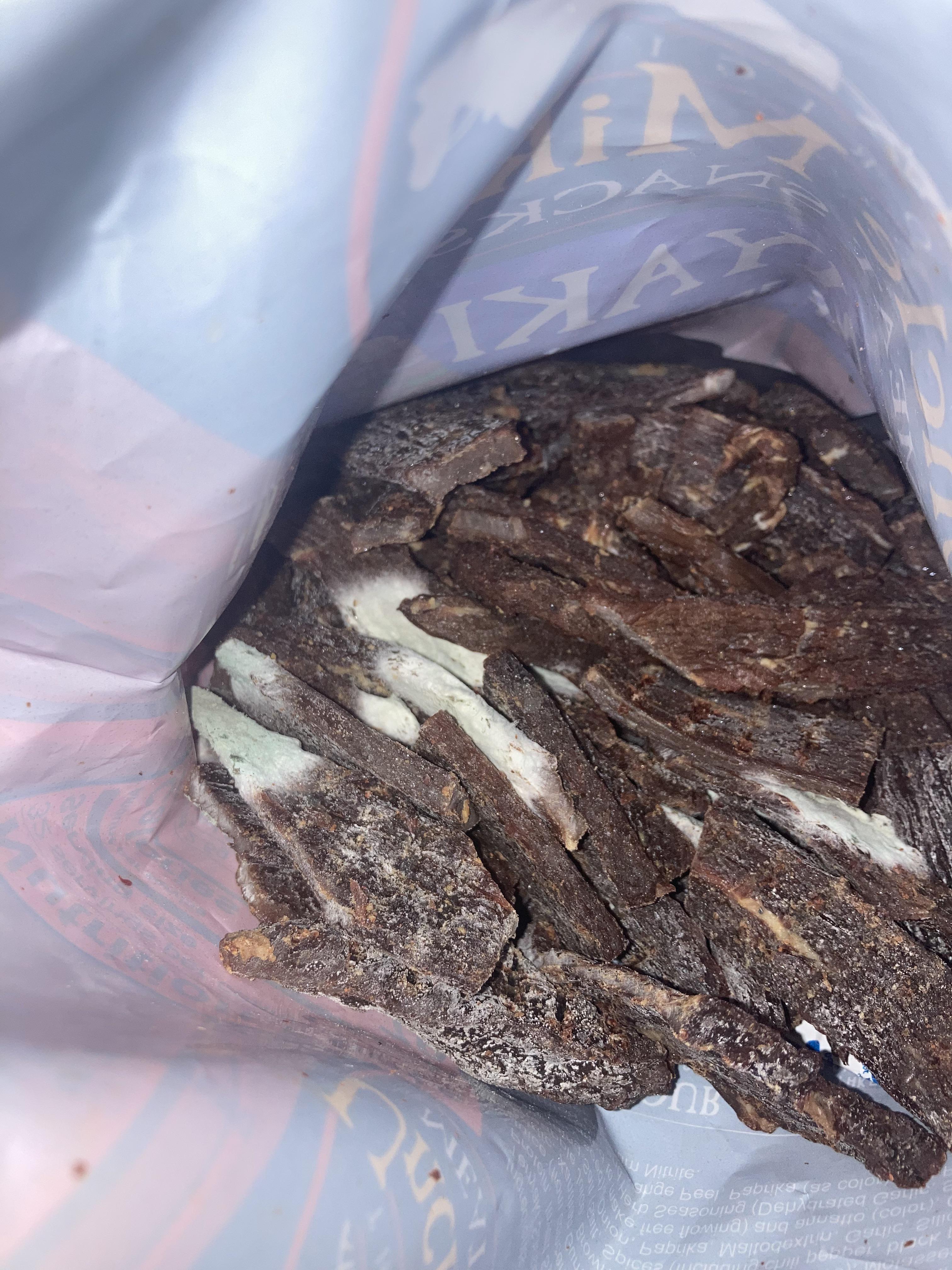 i accidentally ate probably more than half a pound of moldy beef jerky