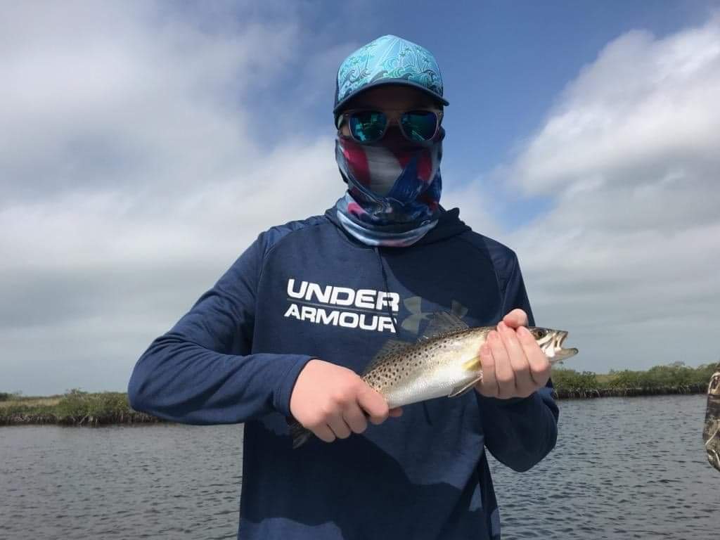 My first spotted sea trout in the gulf of mexico r/Fishing