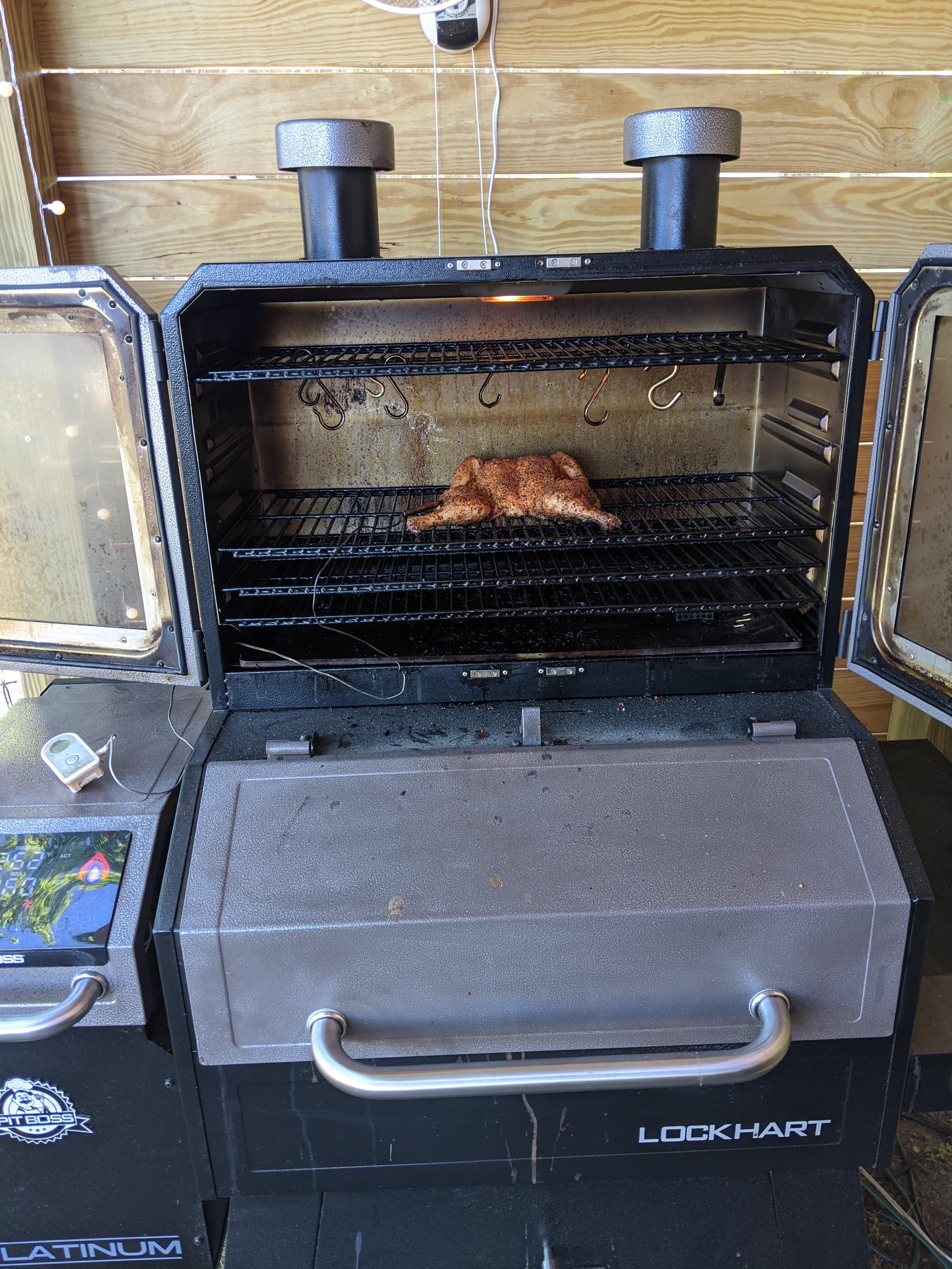 Spatchcocked Chicken...Meat Church All Purpose.. Apple pellets 275