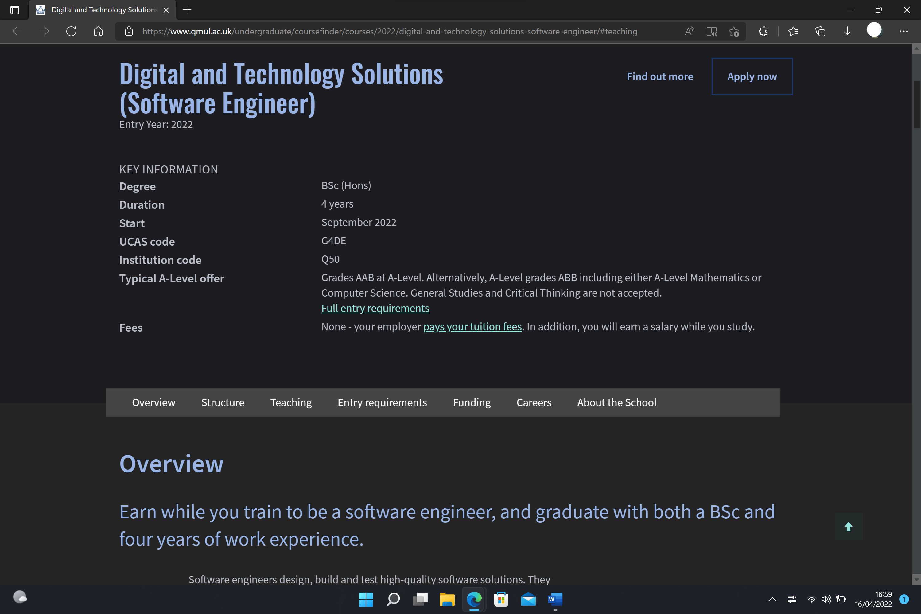 Hey guys. I got accepted for this degree apprenticeship at Queen Mary's