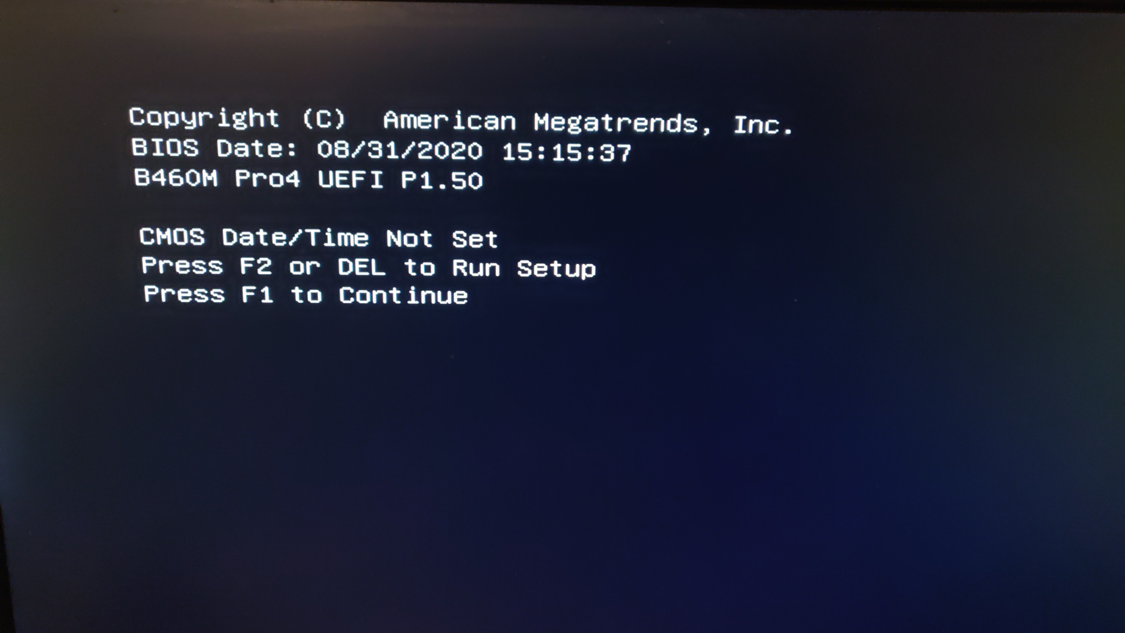 New motherboard says to set date/time but keyboard and mouse aren't