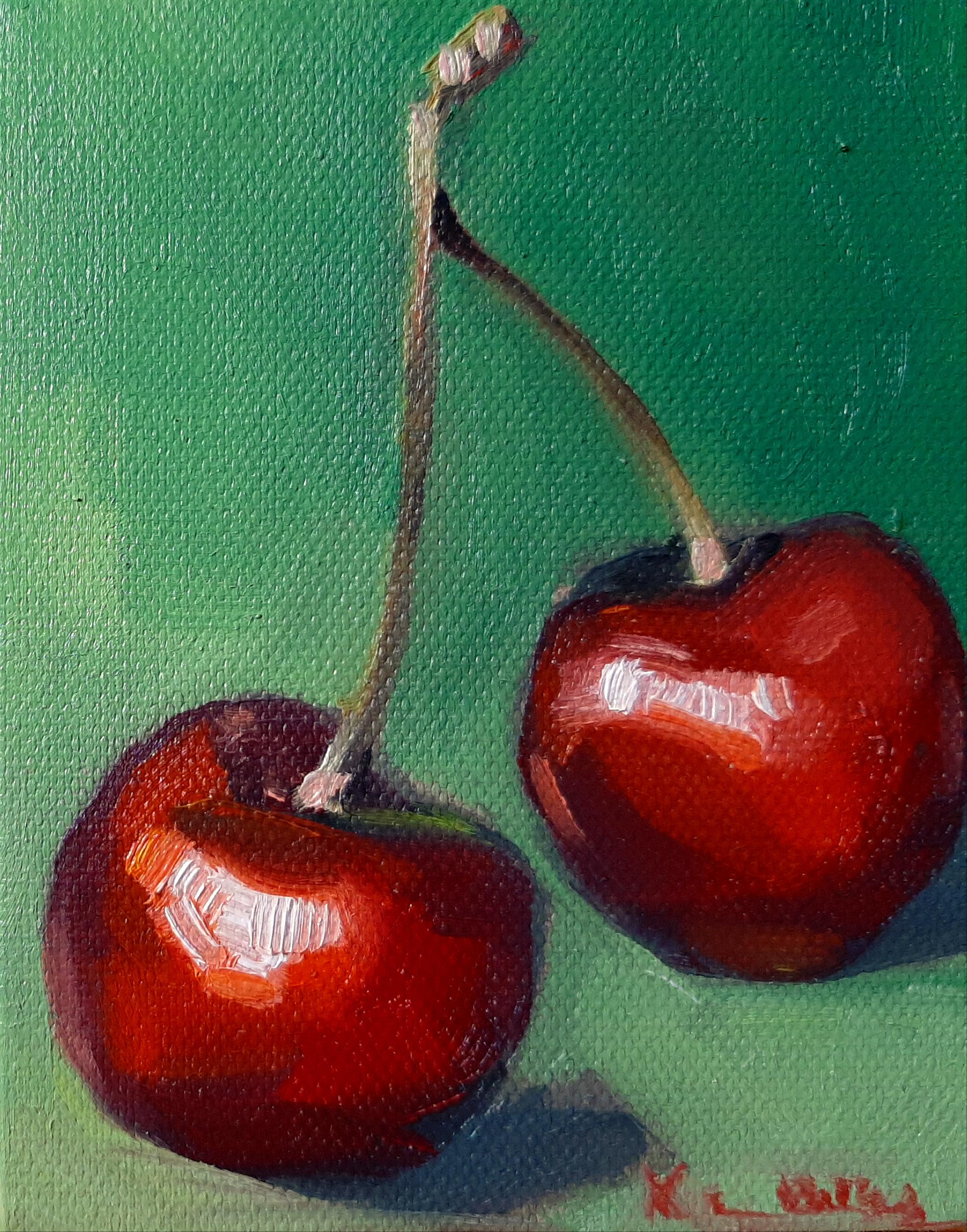 Oil study of bright little cherries r/painting