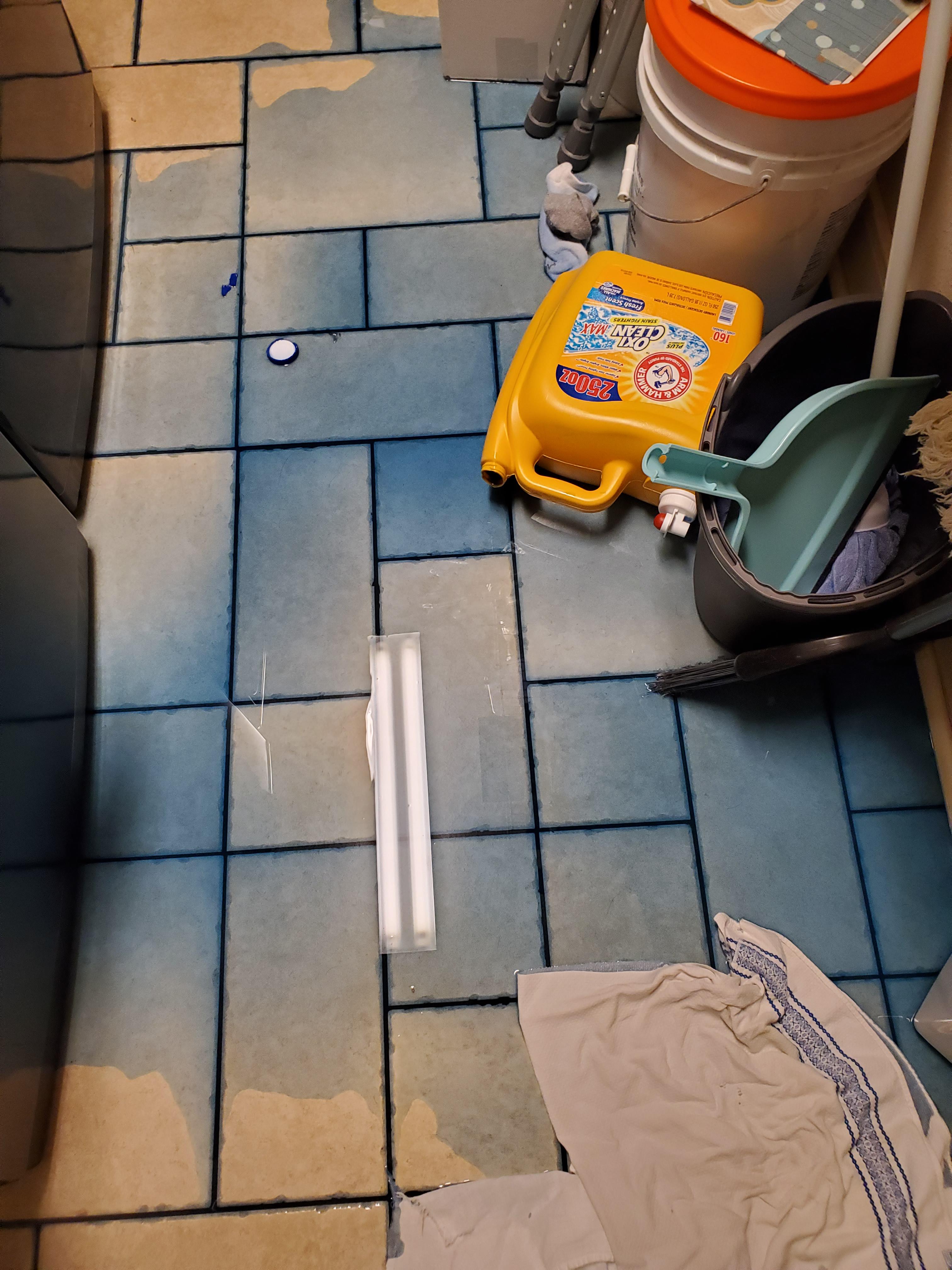 A new, full, jumbo sized Costco bottle of laundry soap wiggled itself